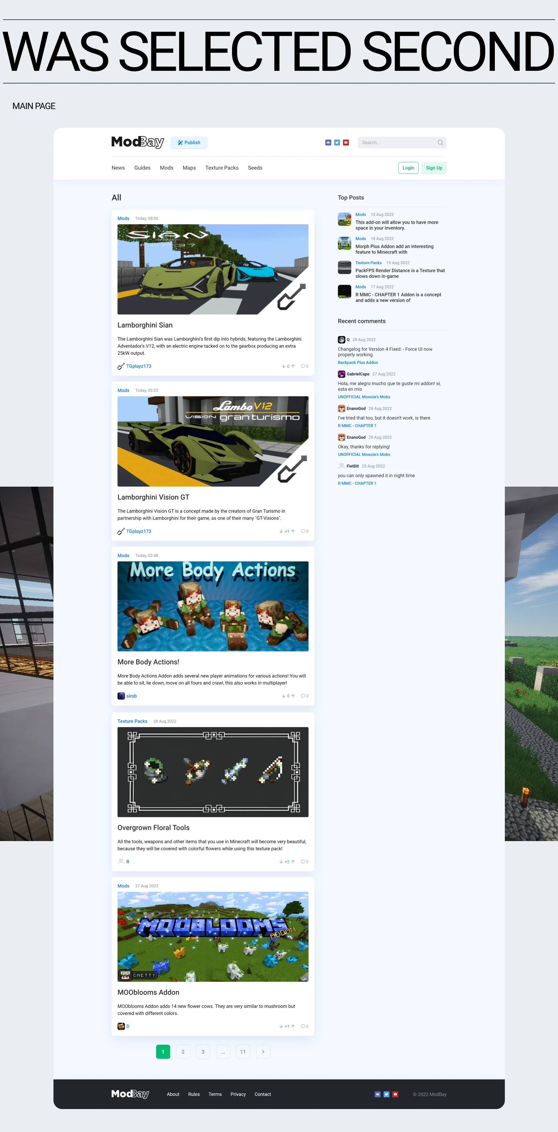 MODBAY / Portal/ Platforms and mods for popular games — Изображение №2 — Интерфейсы на Dprofile