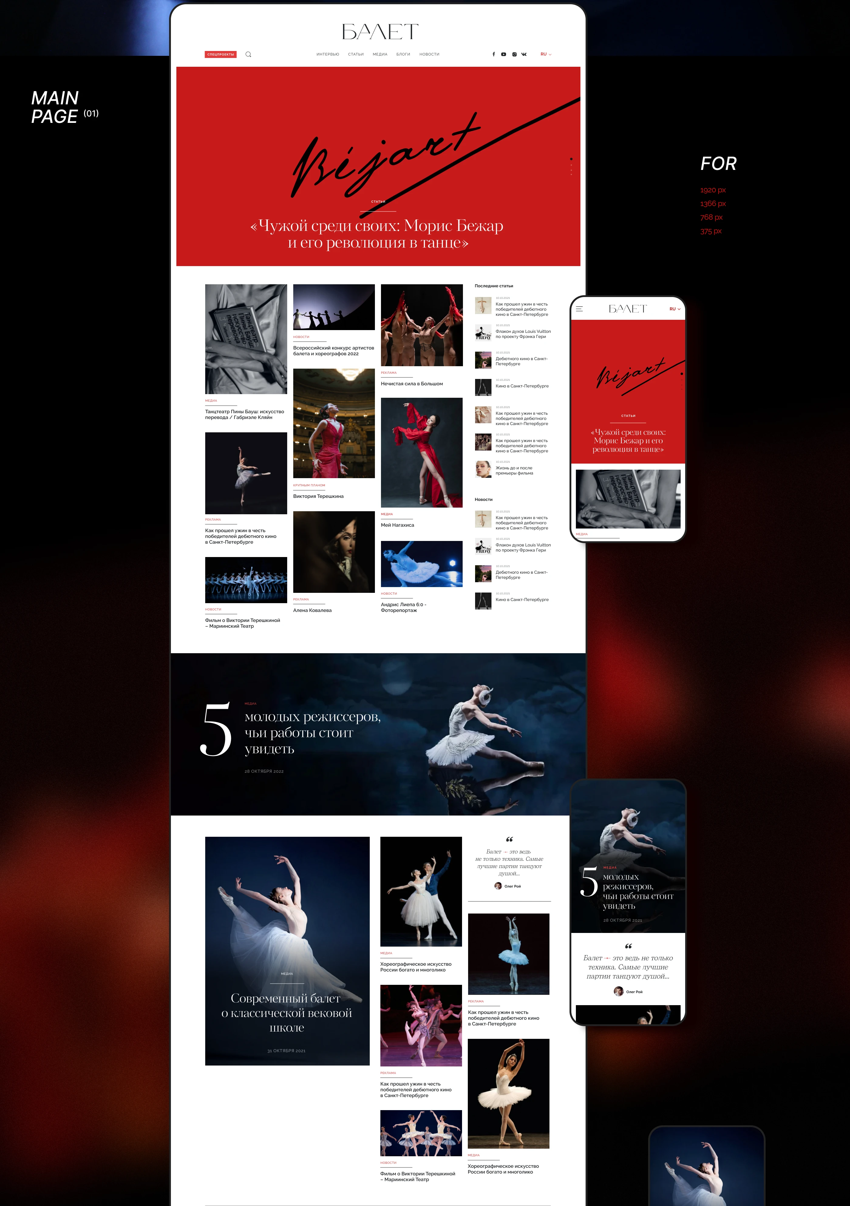 BALLET. Design for online magazine — Изображение №6 — Интерфейсы, Анимация на Dprofile