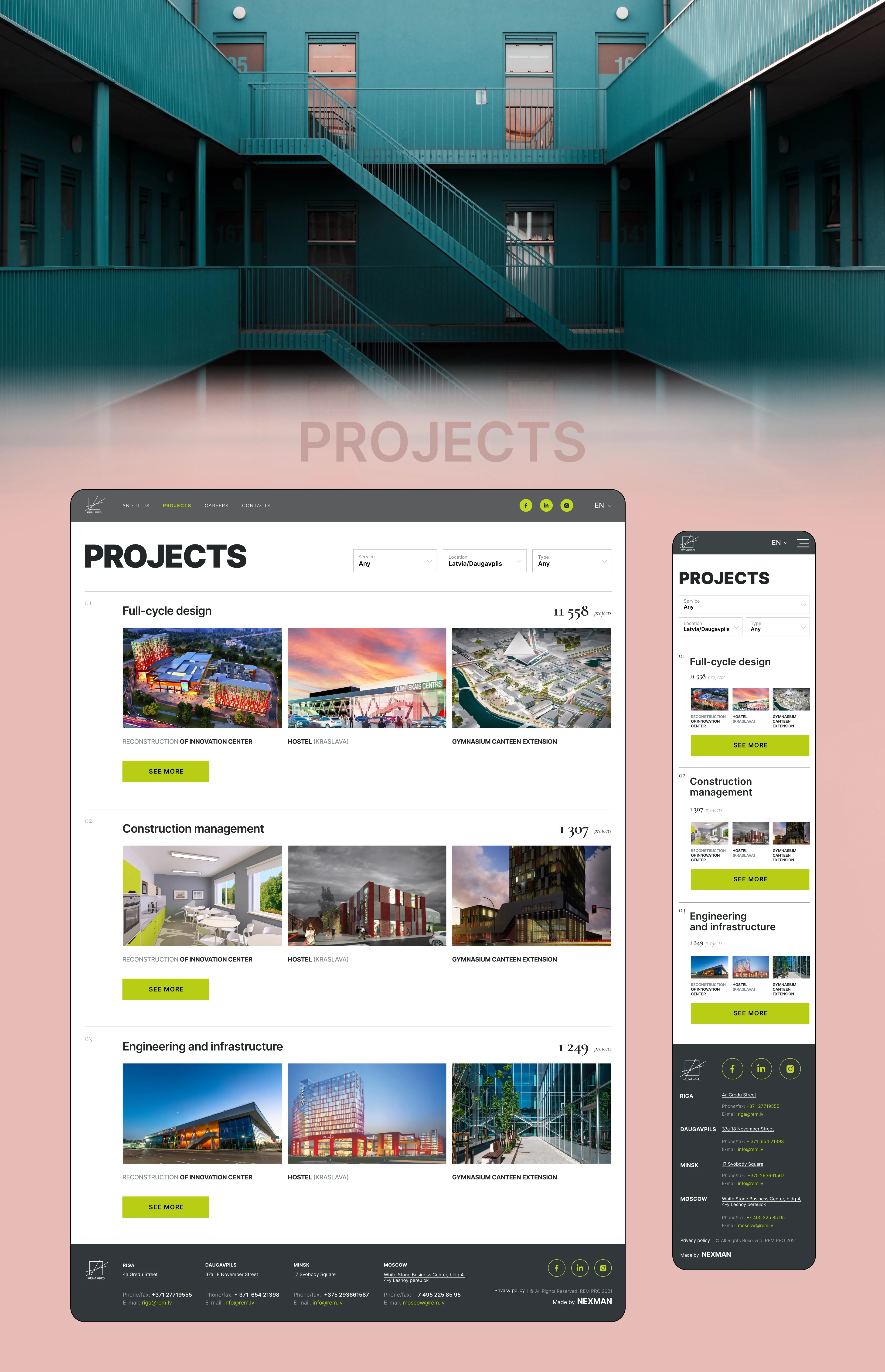 REM PRO / ARCHITECTURE / ENGINEERING / CONSTRUCTION — Изображение №3 — Интерфейсы, Анимация на Dprofile