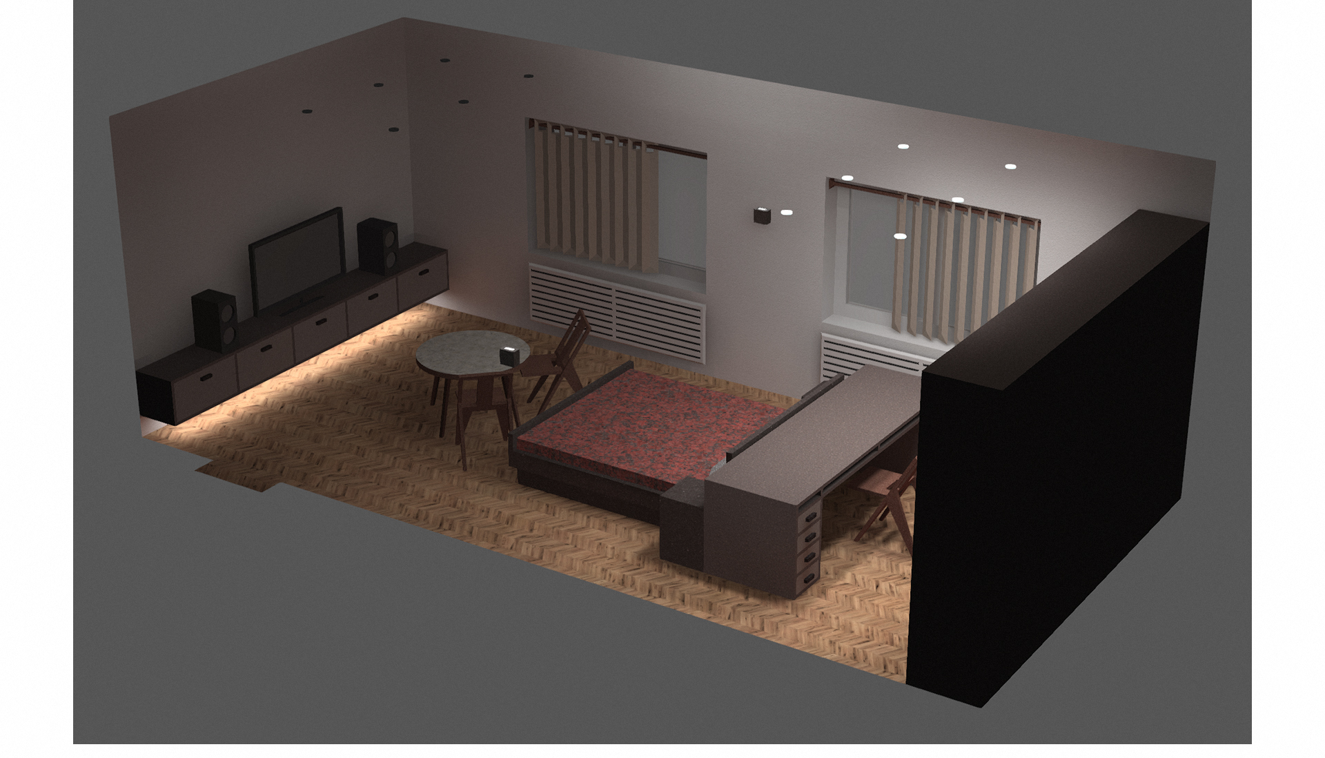 Спальня 3800 х 8000 мм — Изображение №16 — 3D, Архитектура на Dprofile