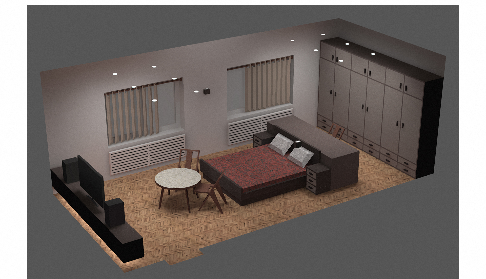 Спальня 3800 х 8000 мм — Изображение №4 — 3D, Архитектура на Dprofile