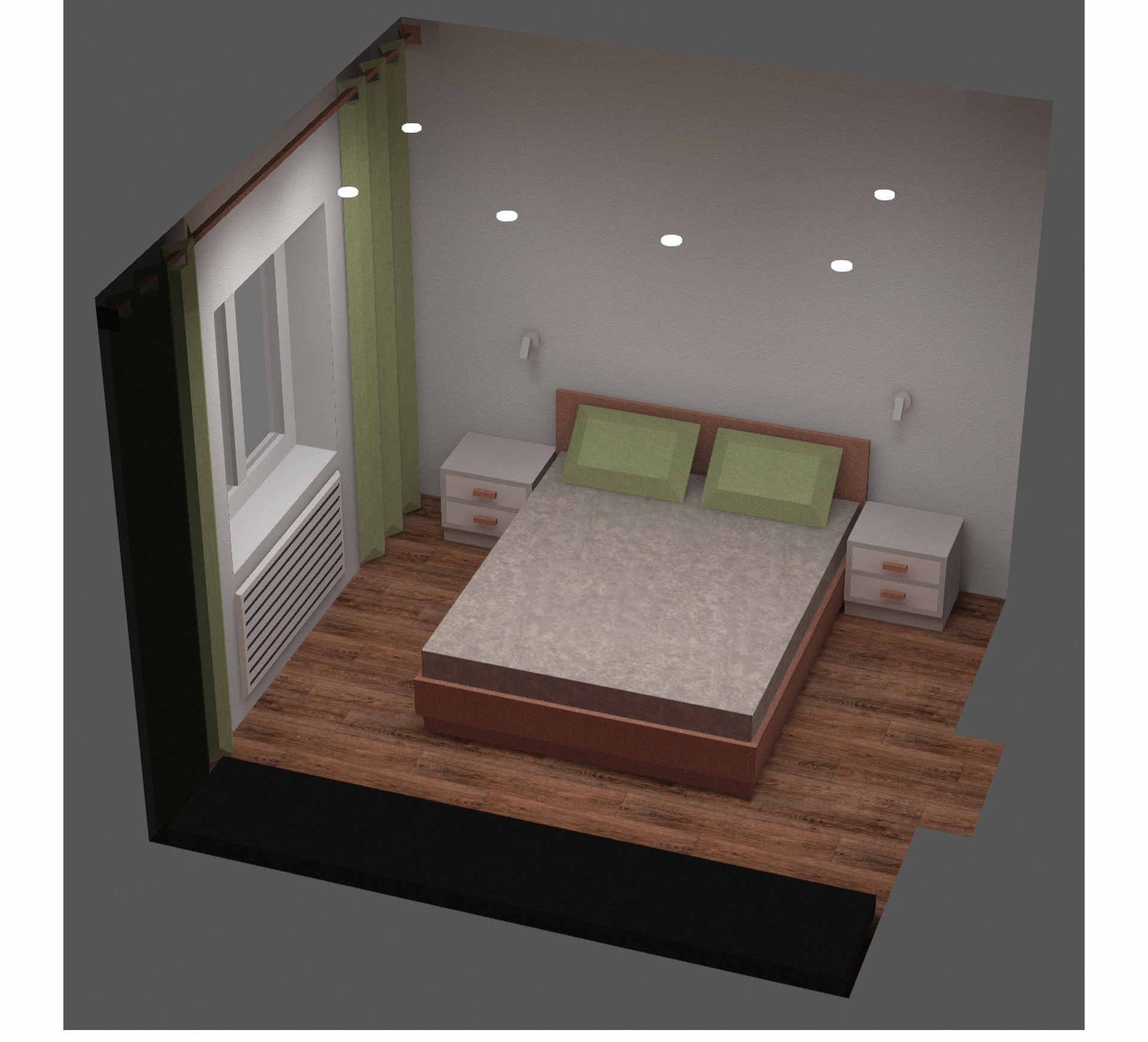 Спальня 3200 х 3200 мм — Изображение №6 — 3D, Архитектура на Dprofile