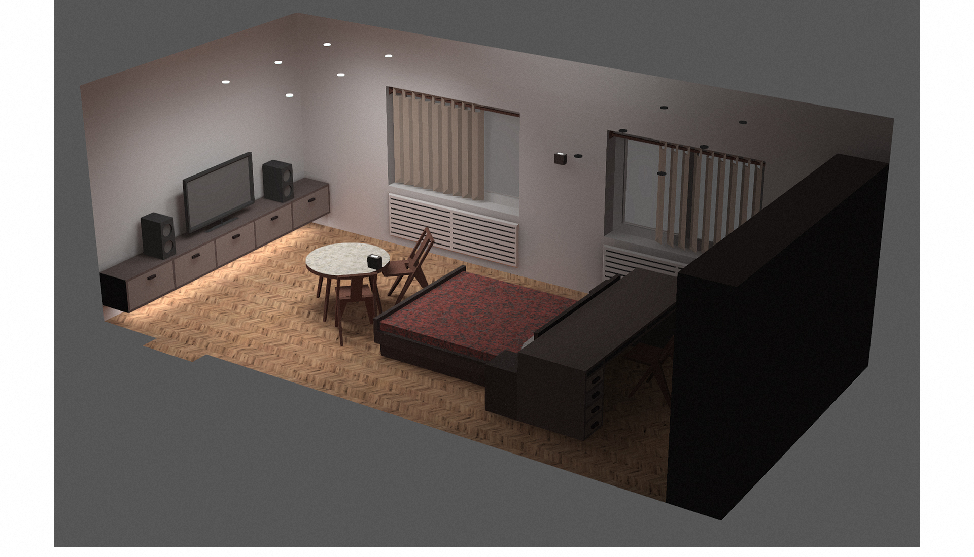 Спальня 3800 х 8000 мм — Изображение №11 — 3D, Архитектура на Dprofile