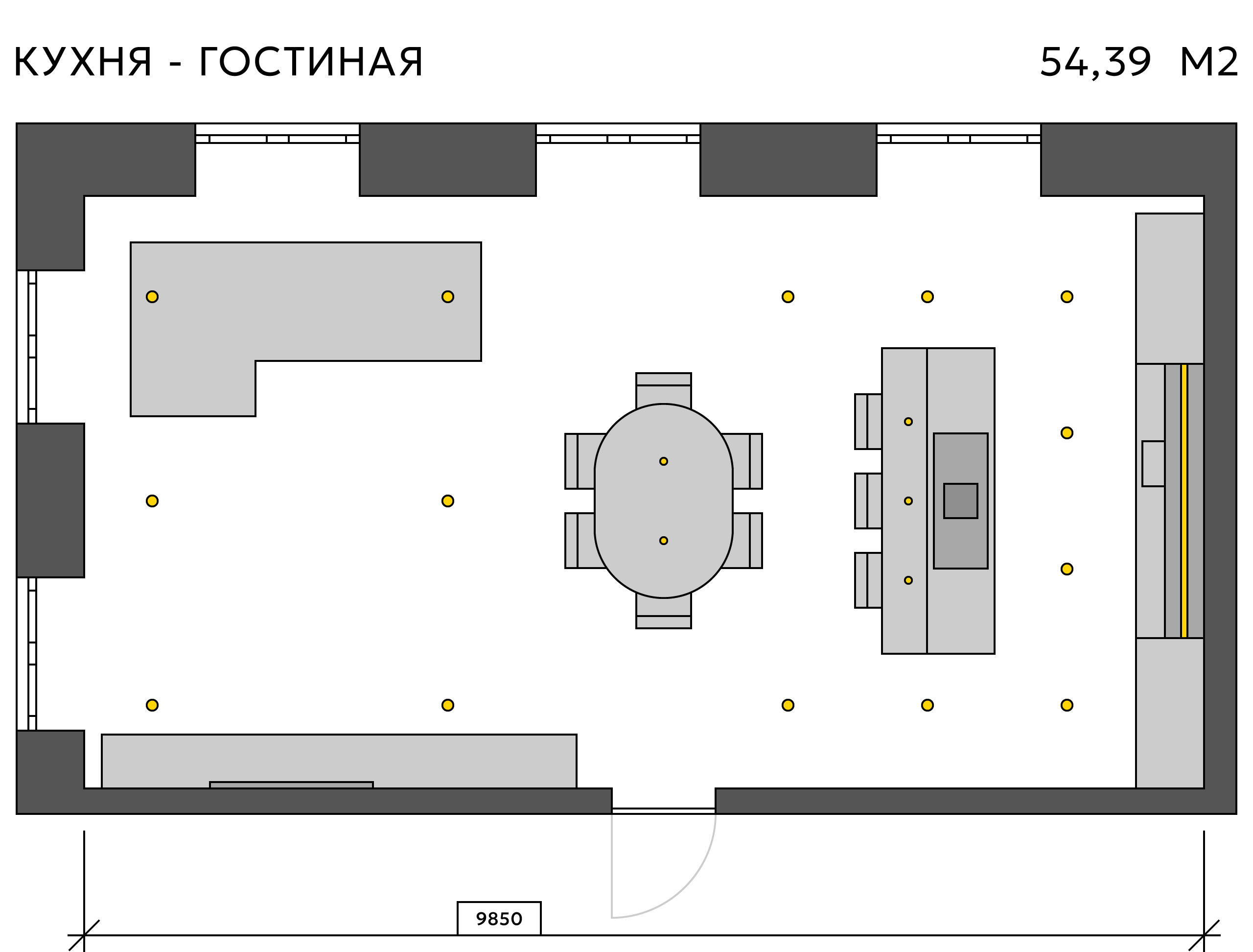 Кухня-гостиная 54,39 м2 — Изображение №1 — 3D, Архитектура на Dprofile