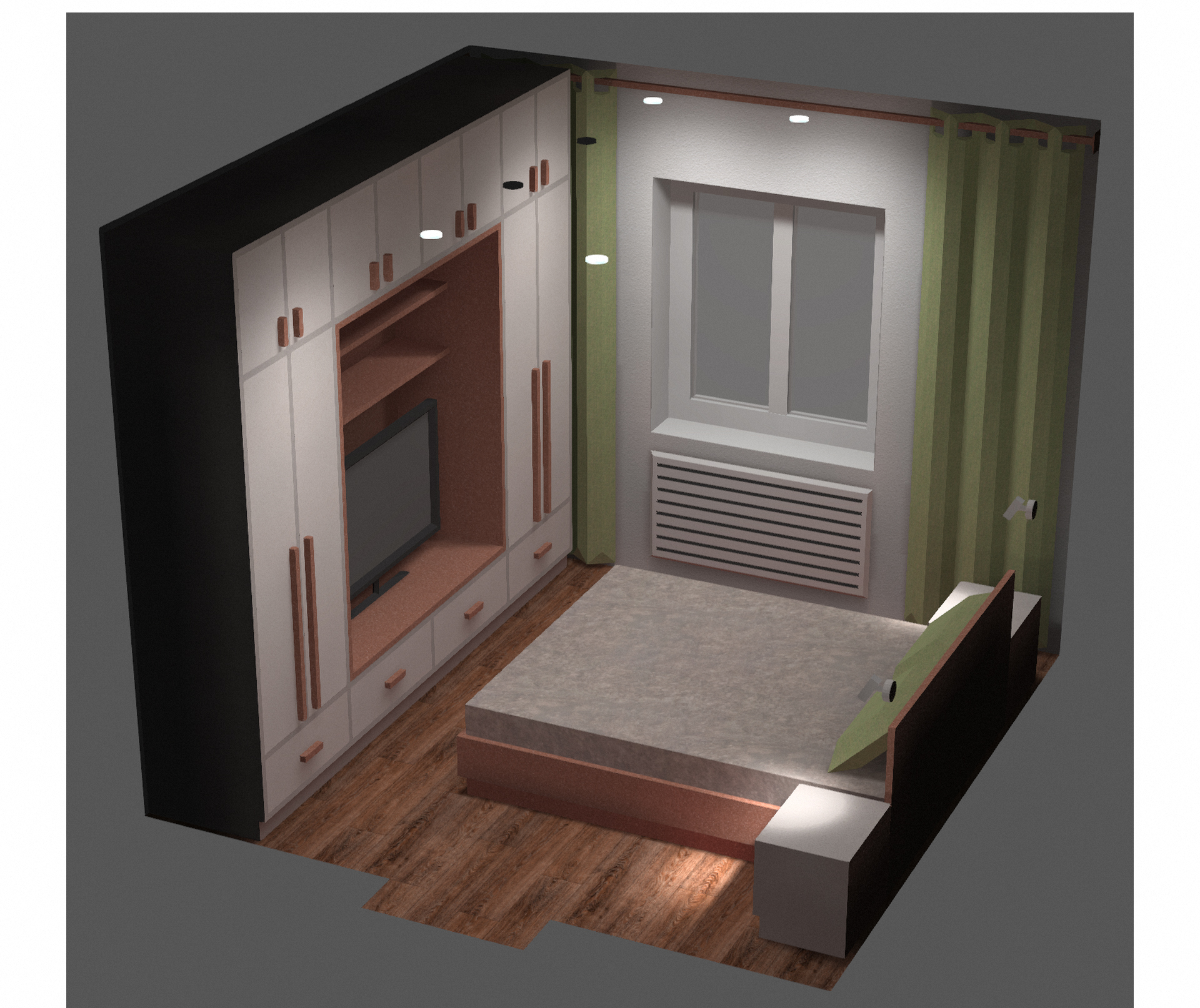 Спальня 3200 х 3200 мм — Изображение №9 — 3D, Архитектура на Dprofile