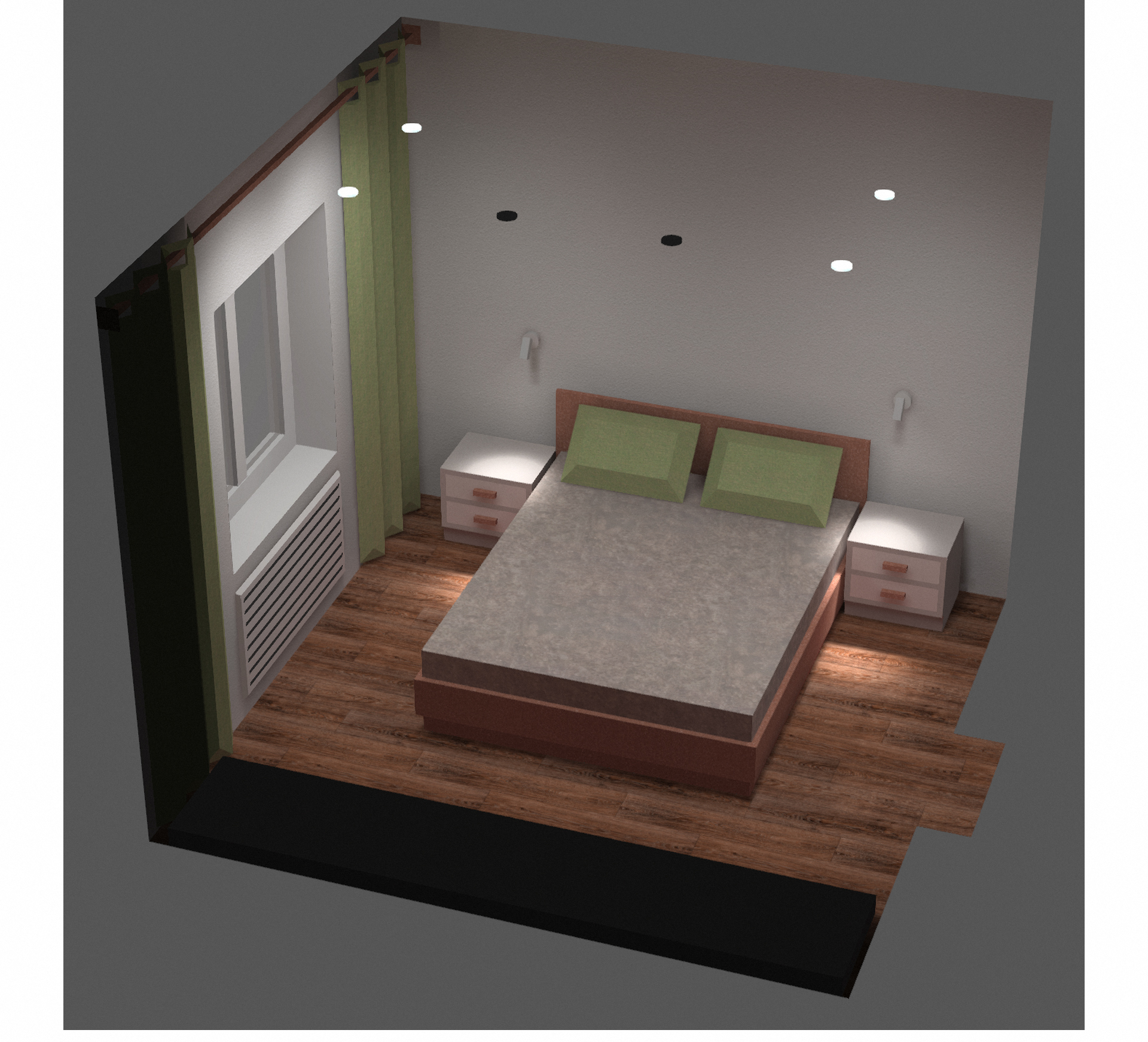Спальня 3200 х 3200 мм — Изображение №11 — 3D, Архитектура на Dprofile
