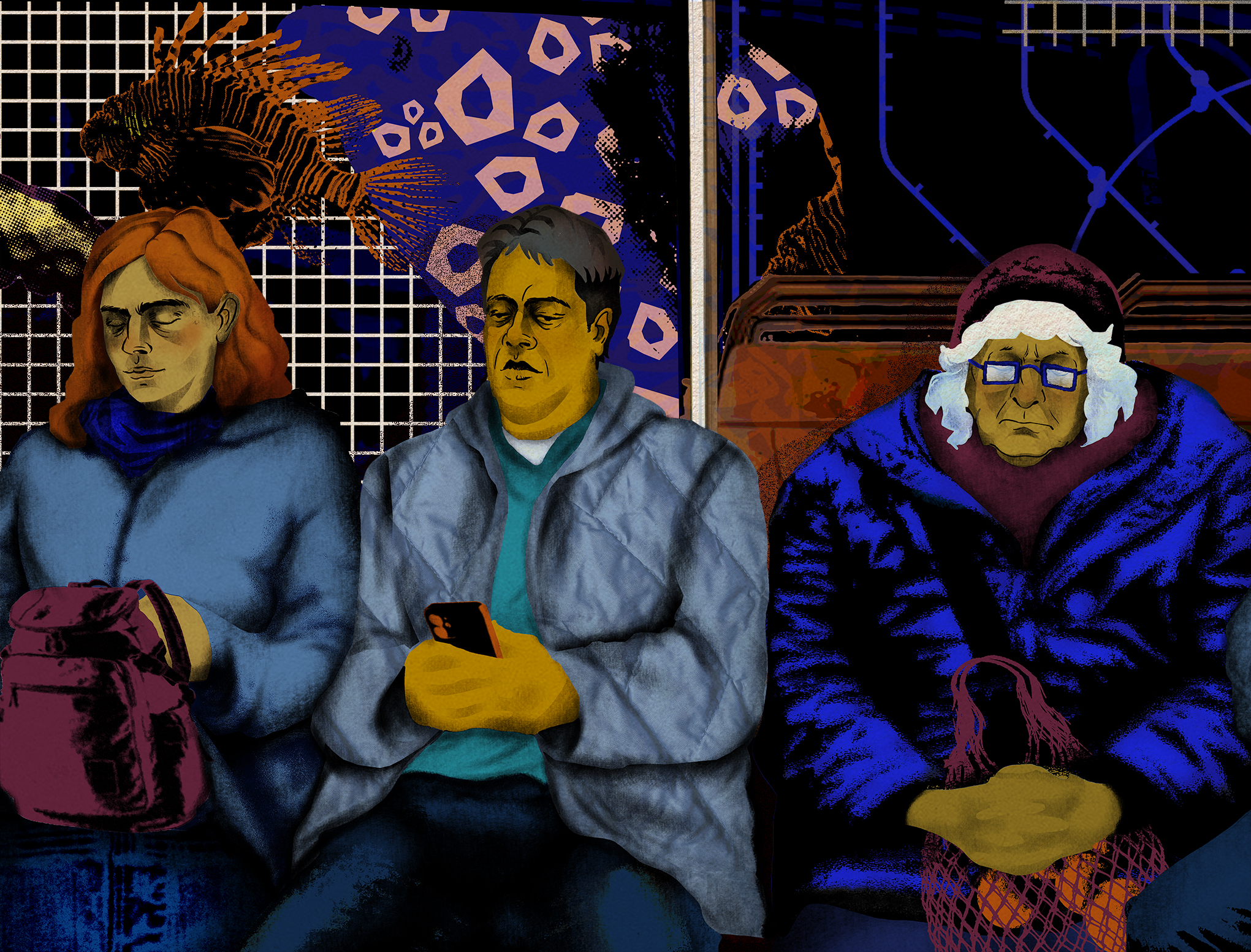 Обои-мурал "Пассажиры". Концепт. — Изображение №5 — Иллюстрация, Графика на Dprofile