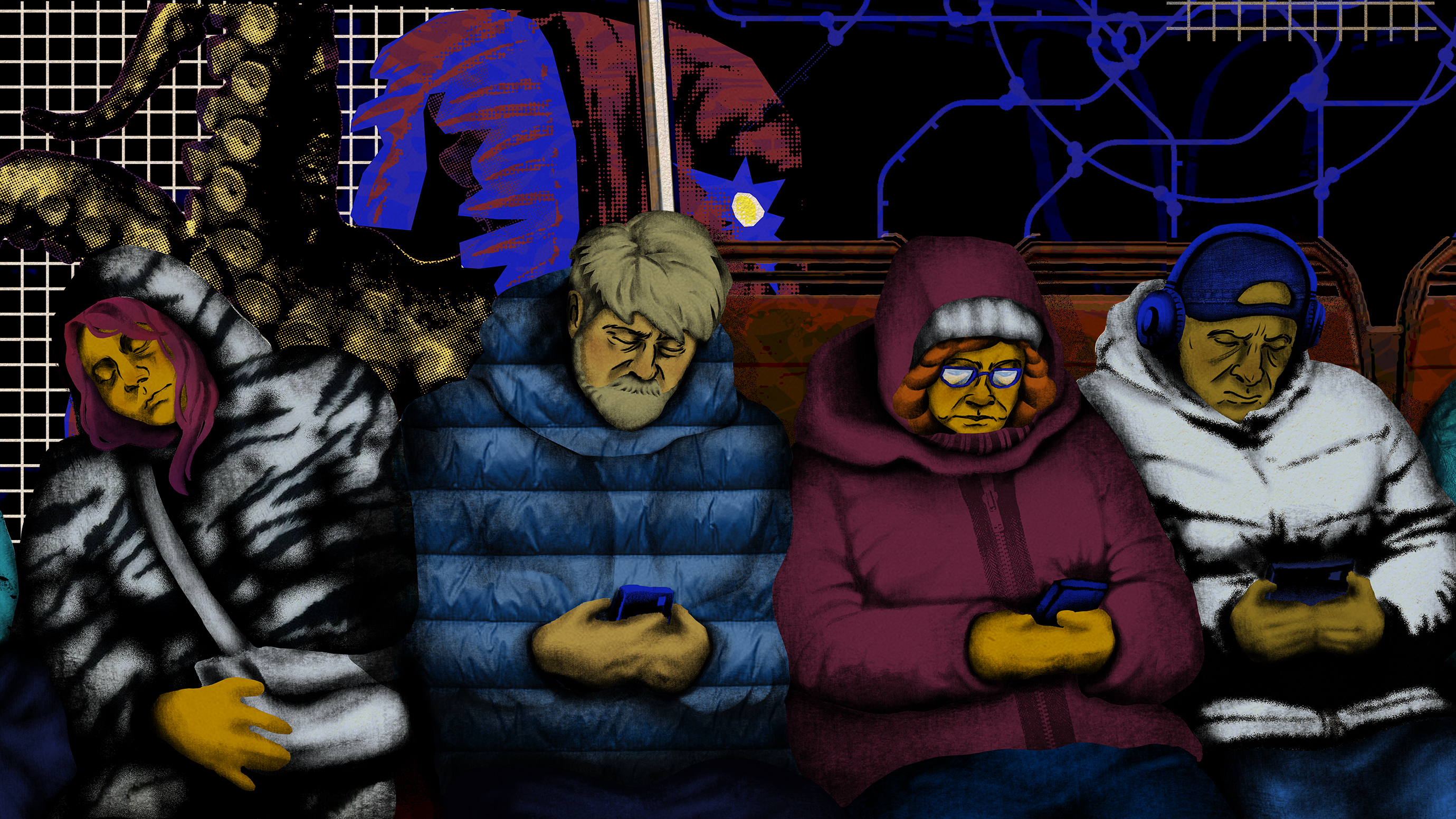 Обои-мурал "Пассажиры". Концепт. — Изображение №7 — Иллюстрация, Графика на Dprofile