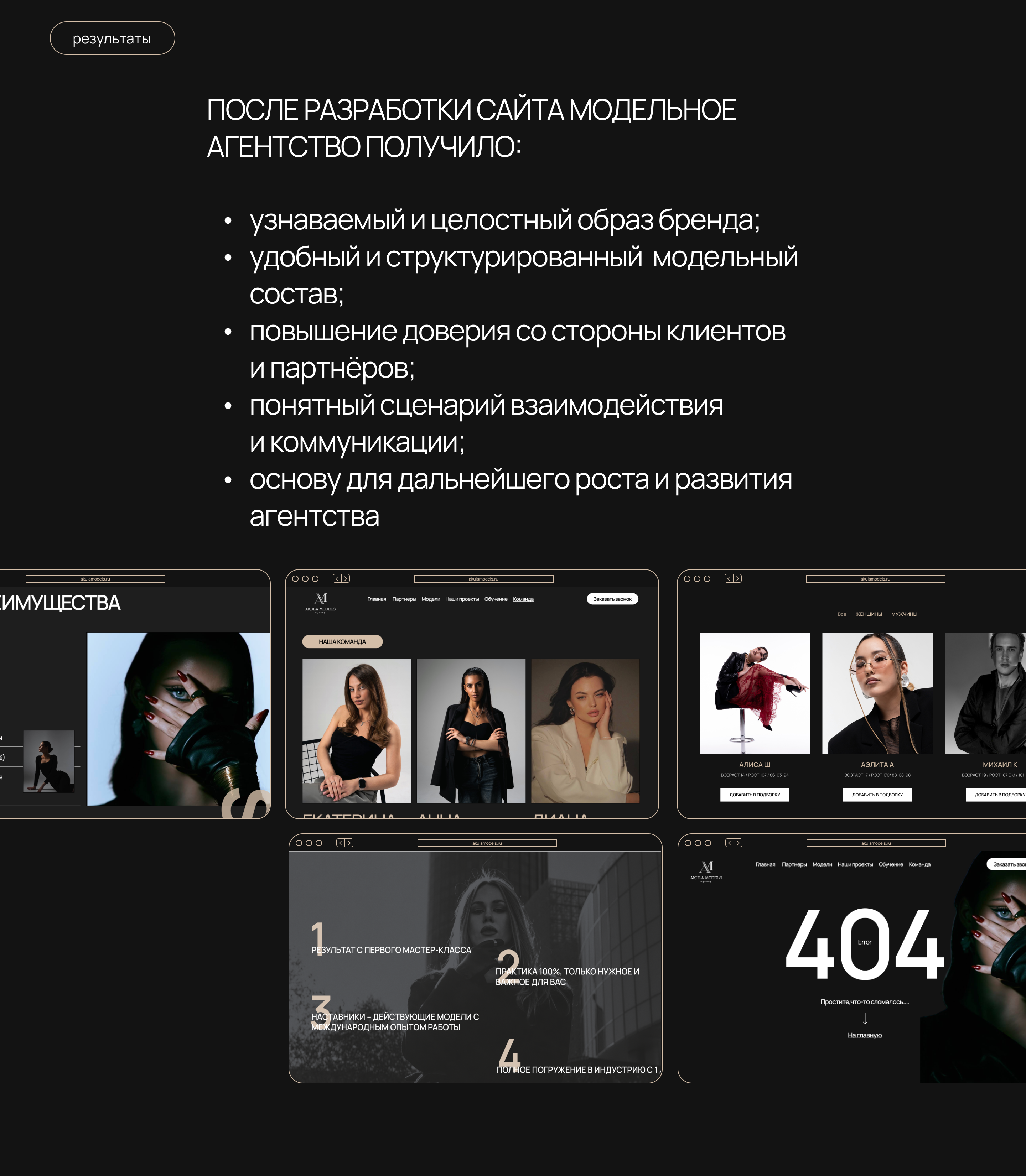 Сайт для модельного агентства Akula Models — Изображение №11 — Интерфейсы на Dprofile