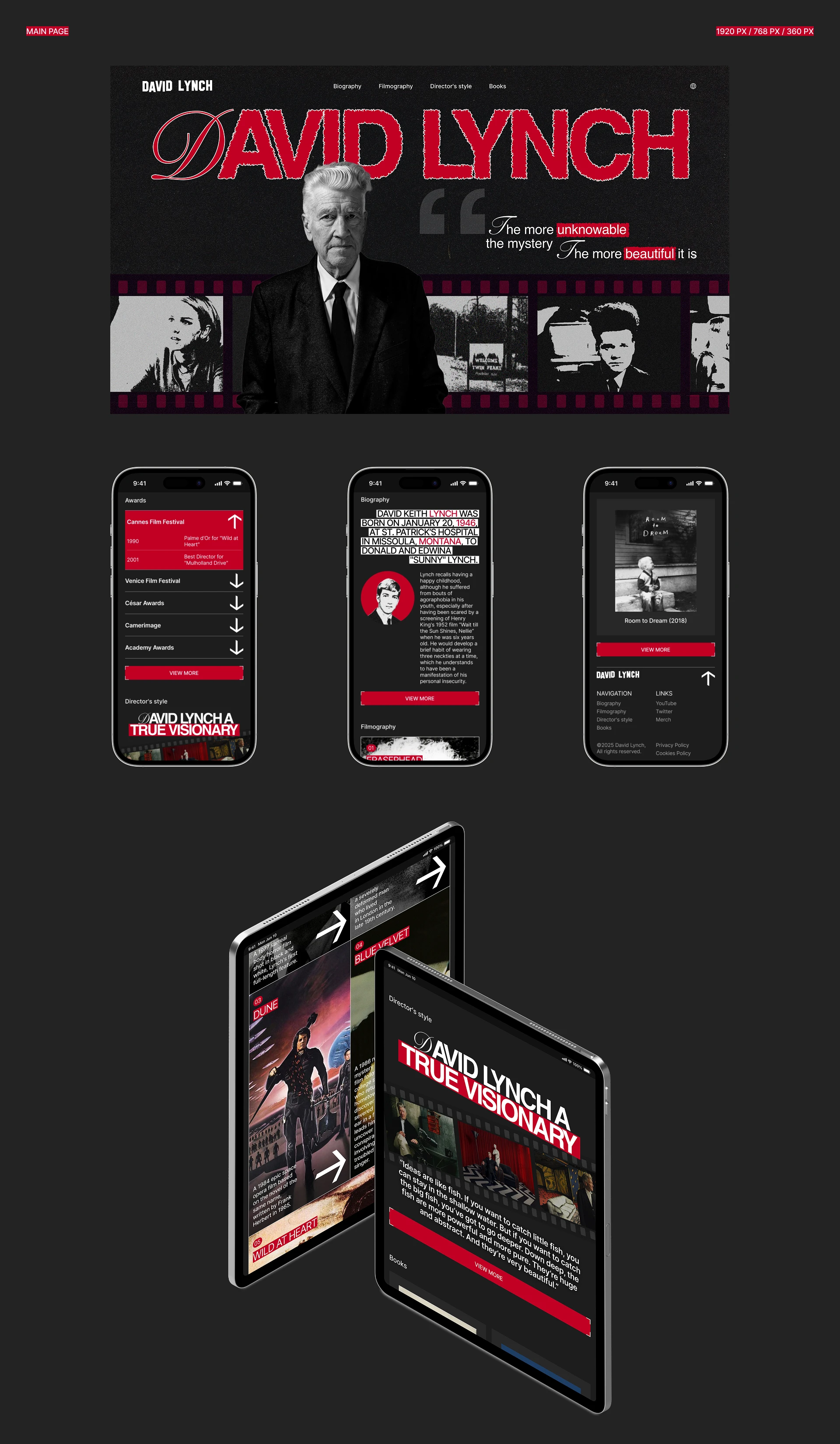 David Lynch│Biography Website — Изображение №3 — Интерфейсы на Dprofile