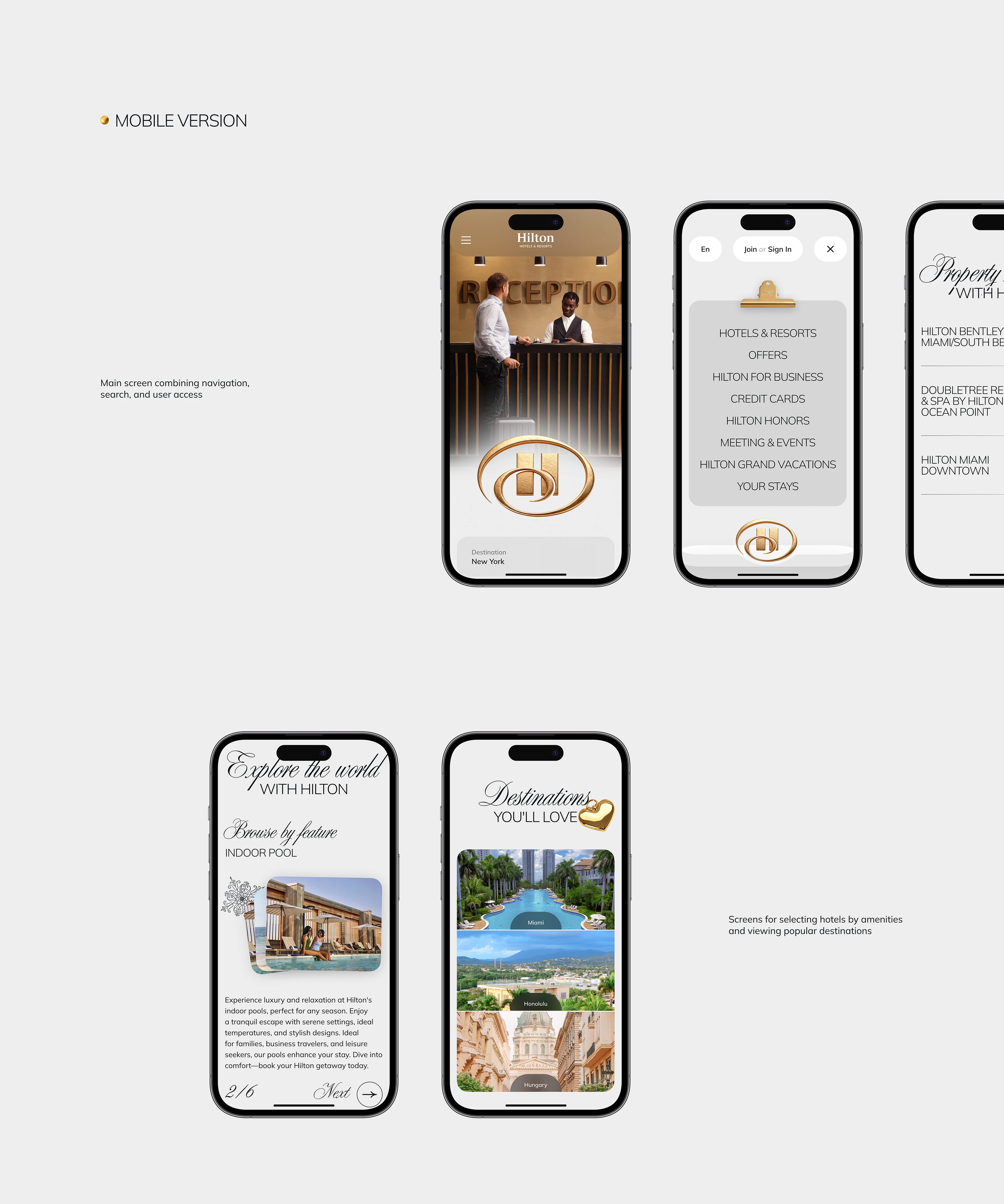 Hilton Website Redesign — UX/UI Case Study — Изображение №11 — Интерфейсы, Анимация на Dprofile