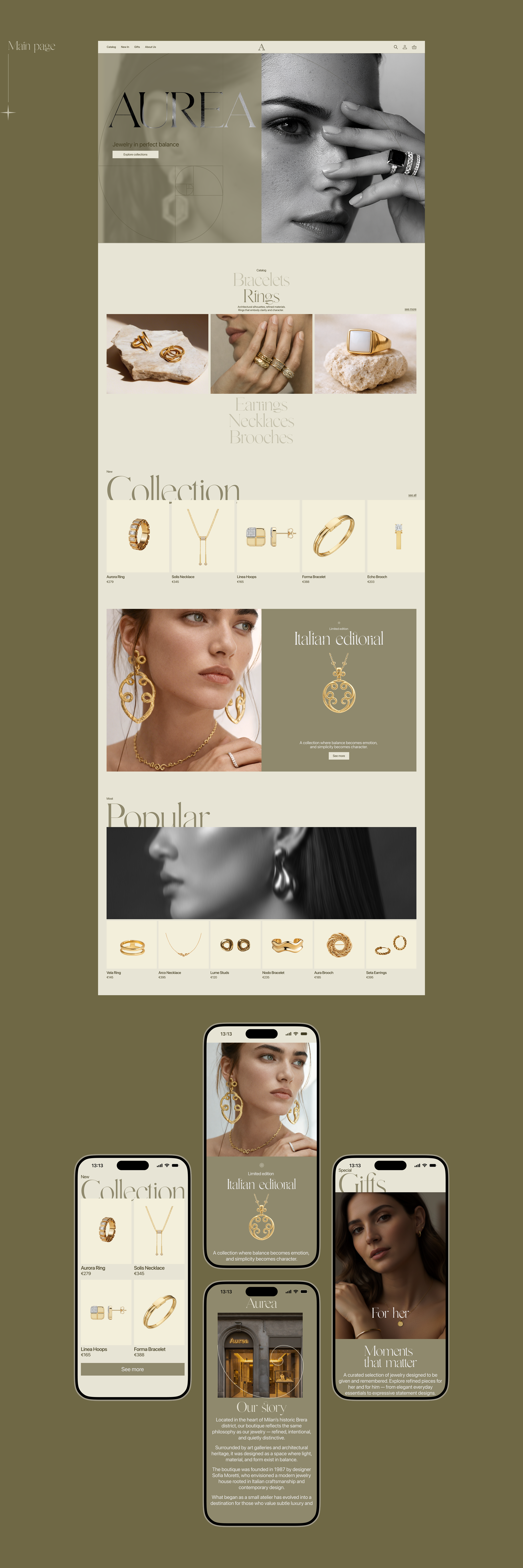 AUREA | e-commerce | UX/UI design for jewelry — Изображение №3 — Интерфейсы на Dprofile