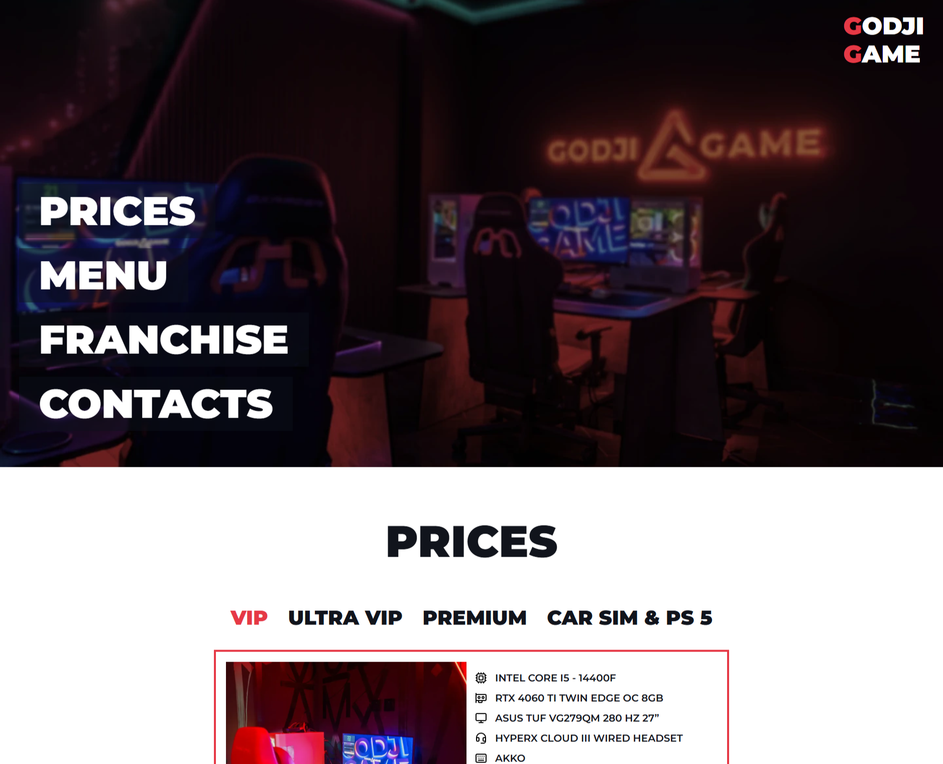 Godji Game - компьютерный клуб в Дубае — Интерфейсы на Dprofile