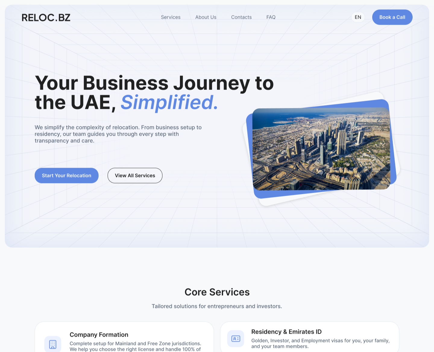 reloc.bz консалтинг агентство в ОАЭ — Интерфейсы на Dprofile