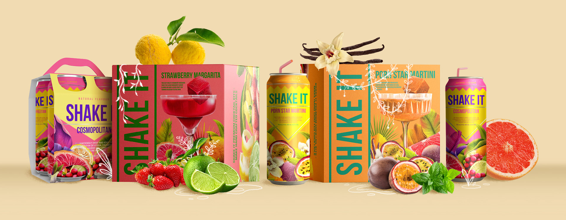 SHAKE IT | Fruit cocktails | Packaging — Изображение №7 — Брендинг, Иллюстрация на Dprofile