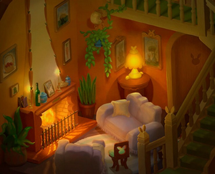 Watermill, tree and cozy room — Иллюстрация, 3D на Dprofile