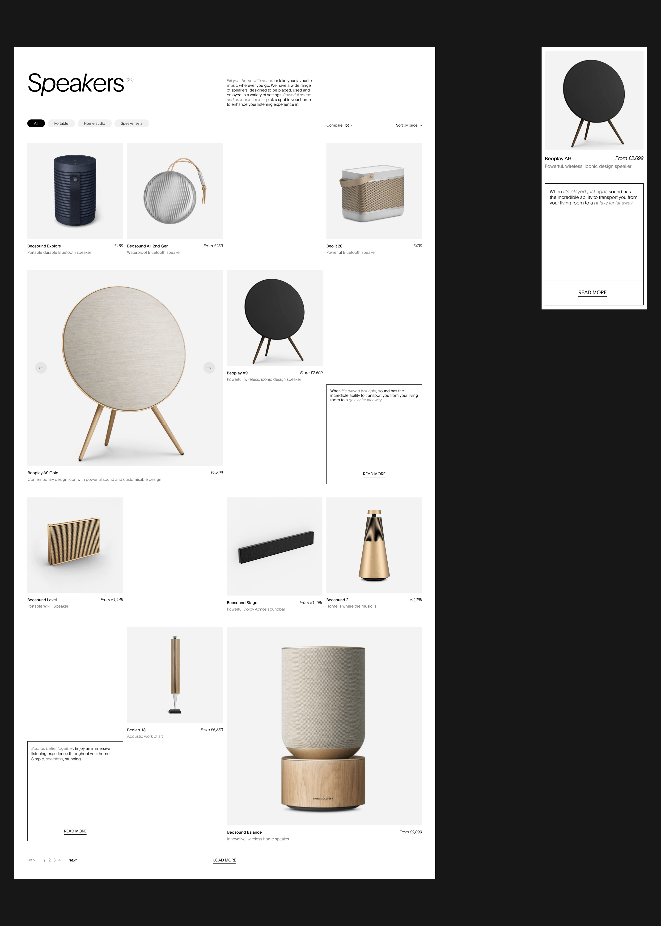 Bang&Olufsen | E-commerce redesign — Изображение №5 — Интерфейсы, Графика на Dprofile