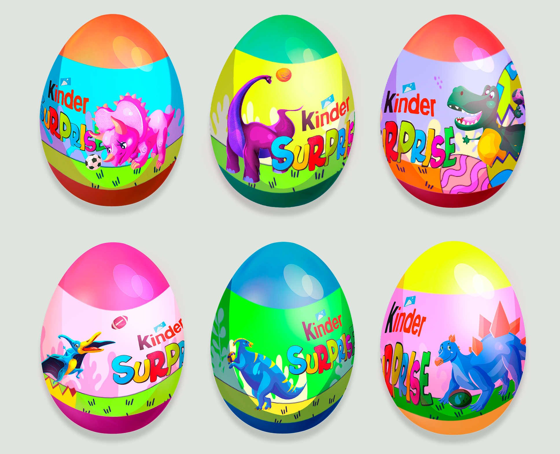 Концепт проект для бренда Kinder Surprise. Динозаврики спортсмены. на Dprofile