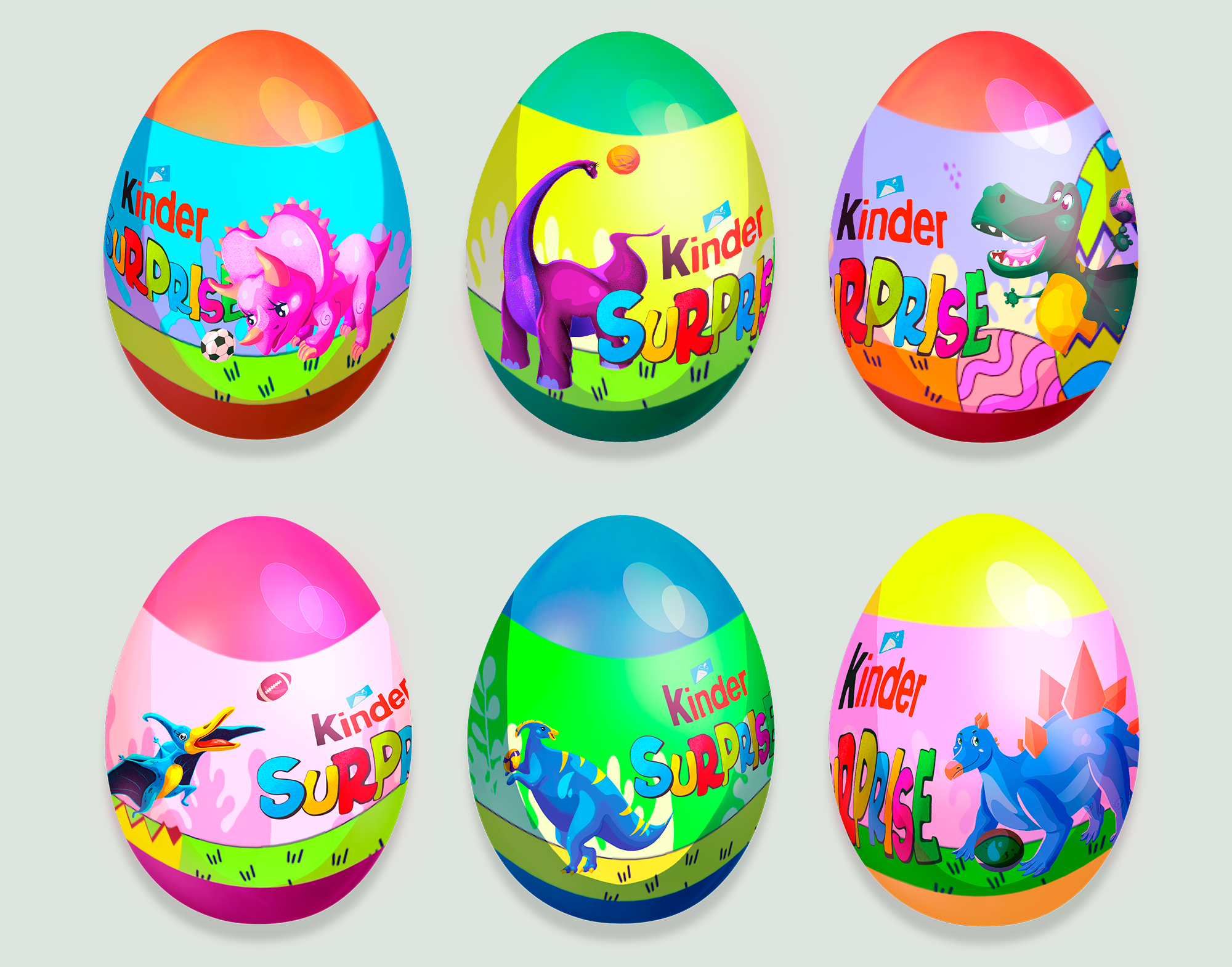 Концепт проект для бренда Kinder Surprise. Динозаврики спортсмены. — Изображение №12 — Брендинг, Иллюстрация на Dprofile