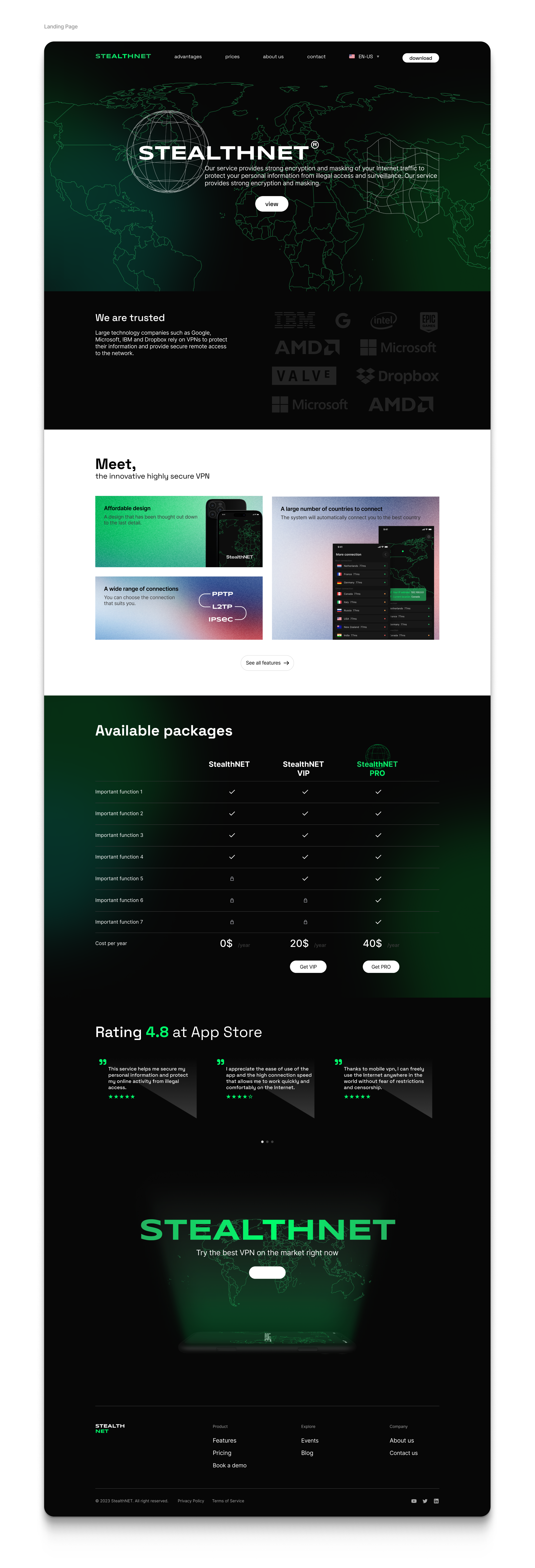 StealthNet VPN Service — Изображение №5 — Интерфейсы, Брендинг на Dprofile