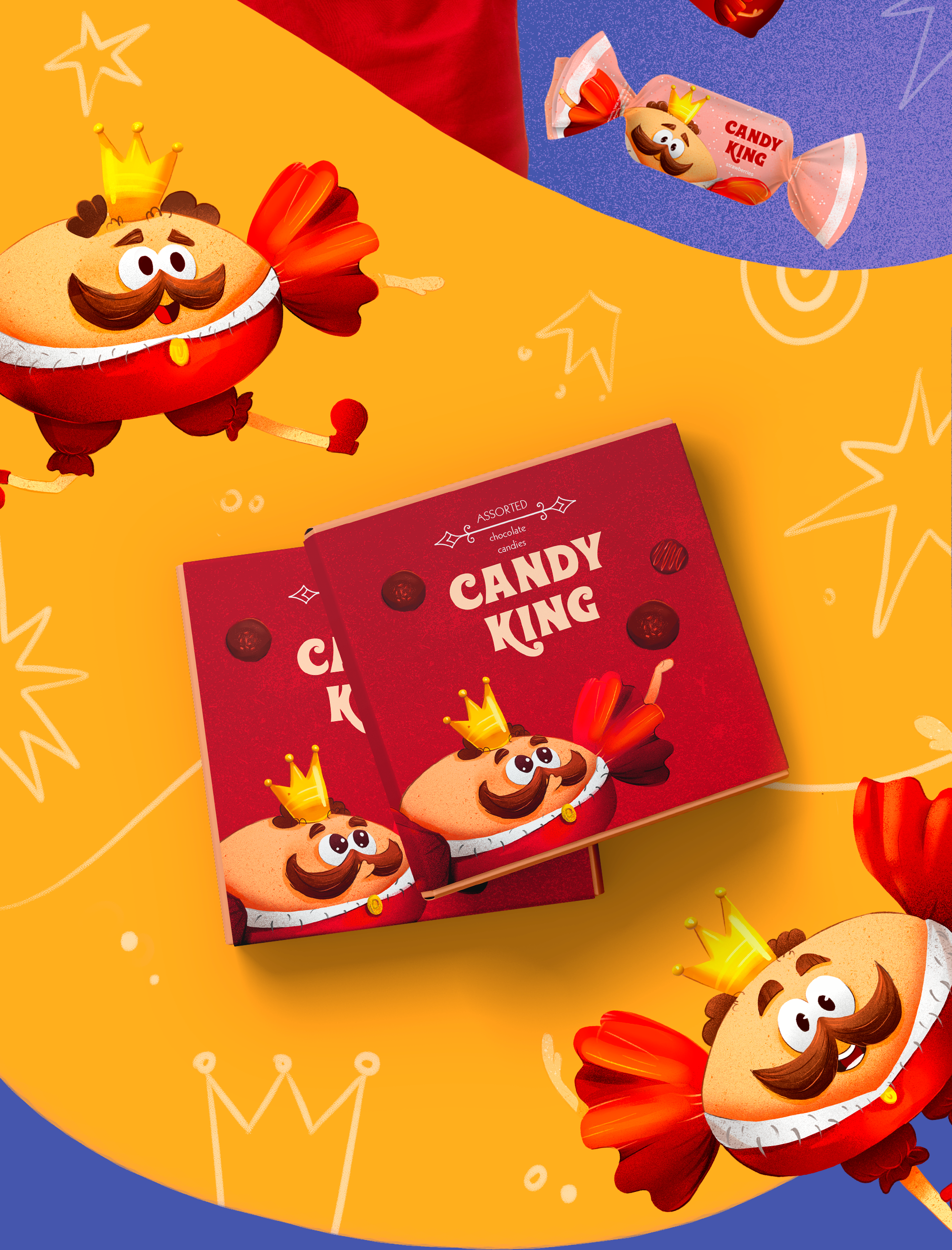 Candy King - Бренд-персонаж для кондитерской фабрики — Изображение №4 — Брендинг, Иллюстрация на Dprofile