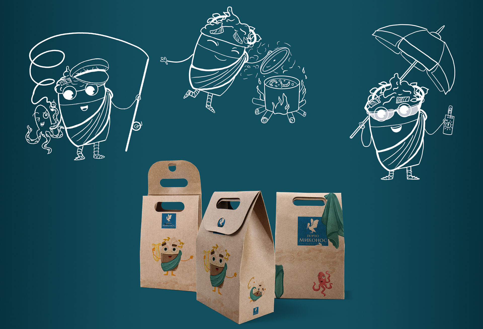 Brand character for the greek cafe. Frapikos — Изображение №5 — Иллюстрация на Dprofile