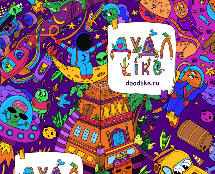 Huge coloring pages for kids DOODLE LIKE — Брендинг, Иллюстрация на Dprofile