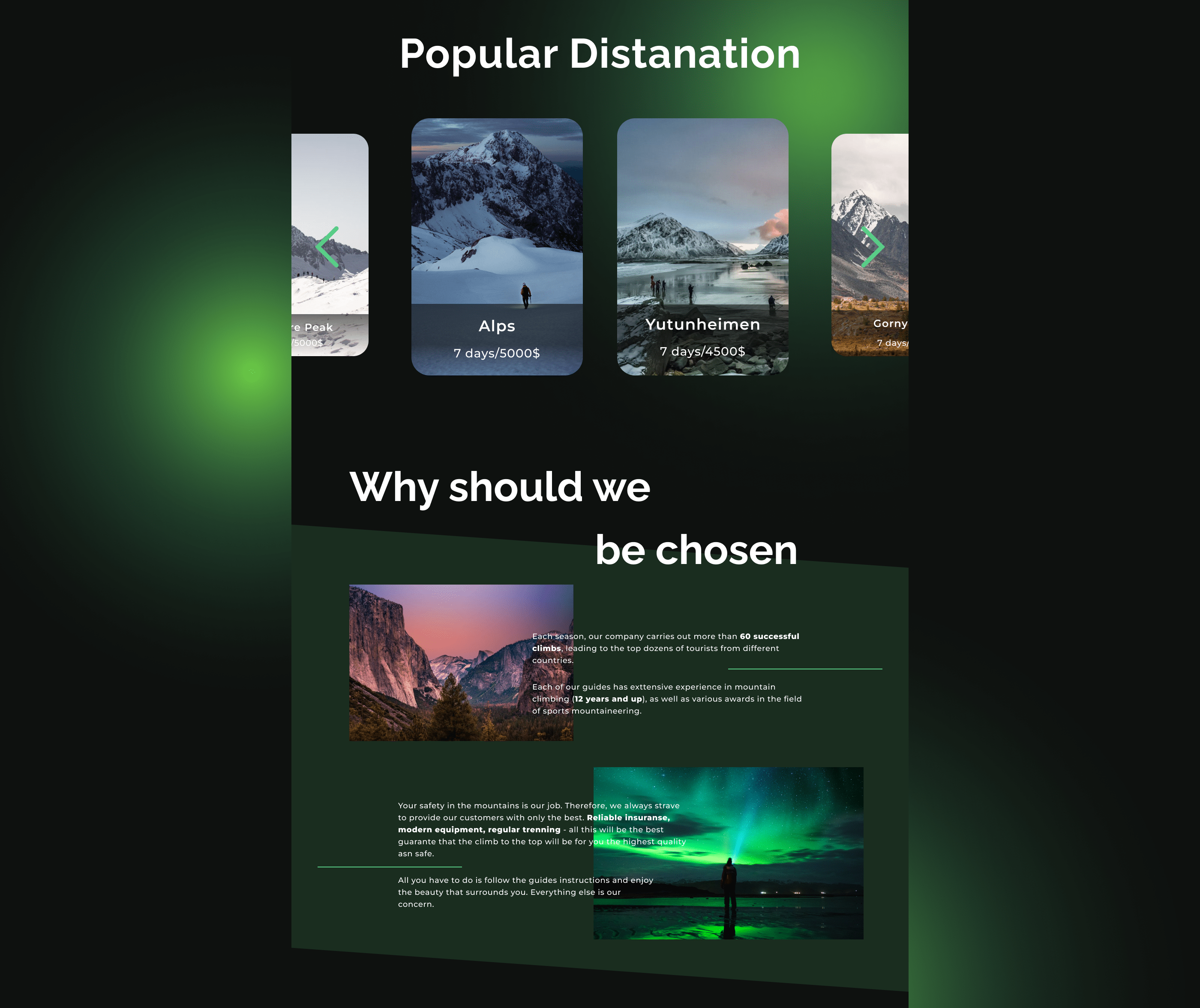 Mountain Tours, Landing Page for Travel Agency — Изображение №3 — Интерфейсы на Dprofile
