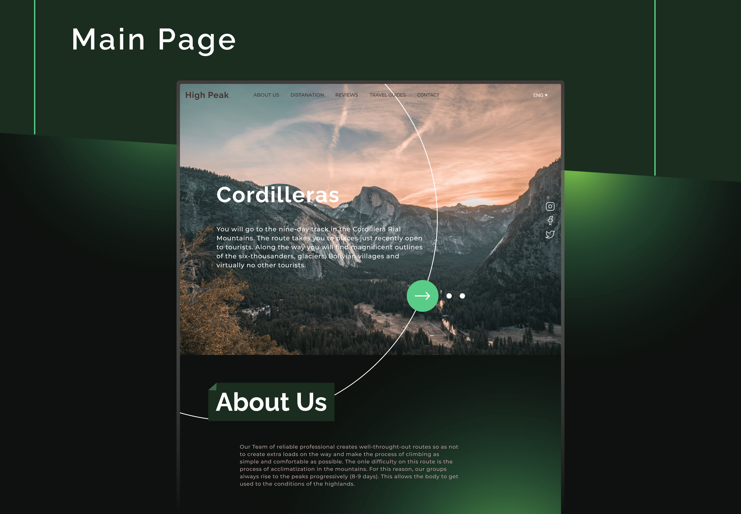 Mountain Tours, Landing Page for Travel Agency — Изображение №2 — Интерфейсы на Dprofile