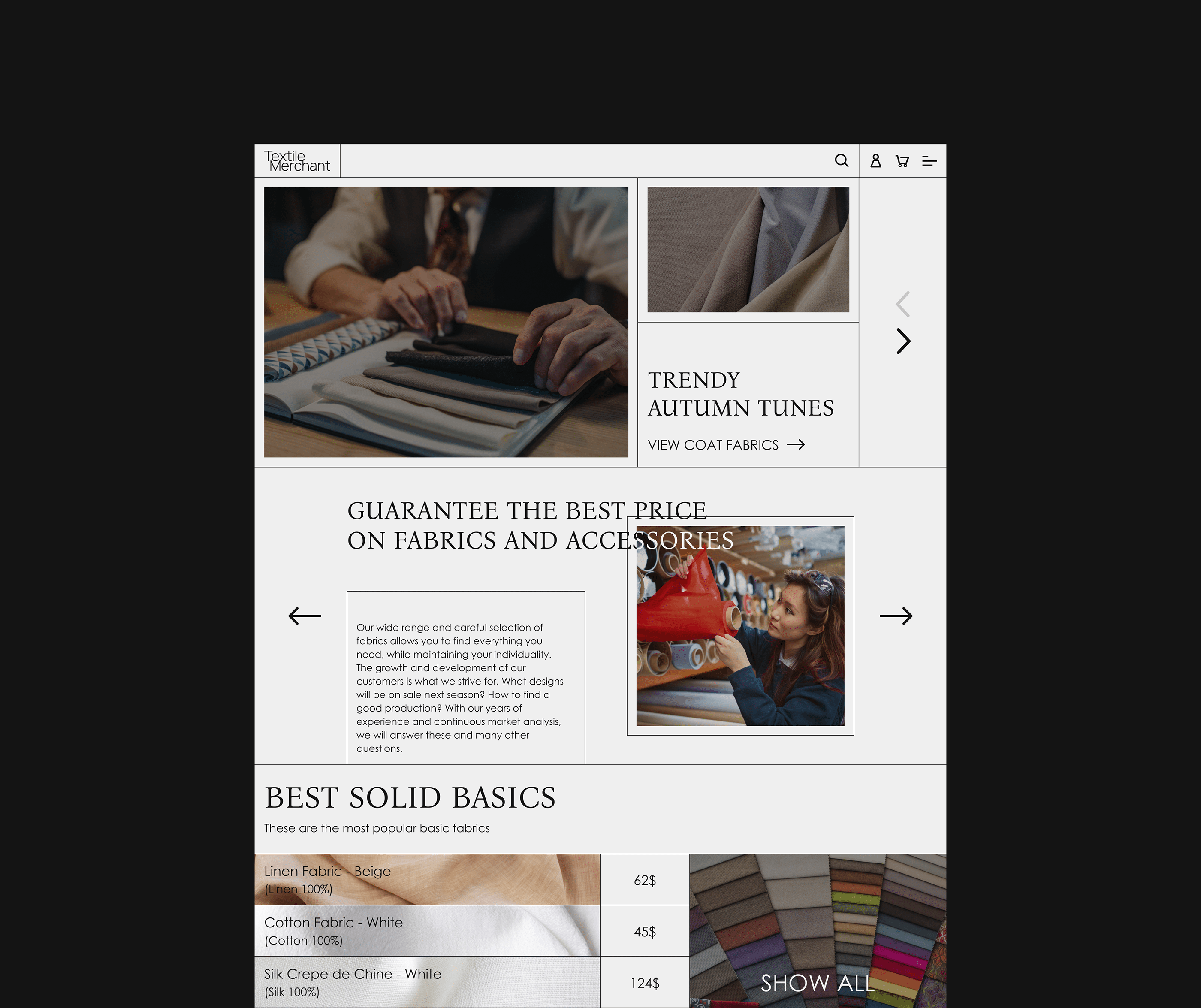 Fabric shop - Website — Изображение №5 — Интерфейсы на Dprofile
