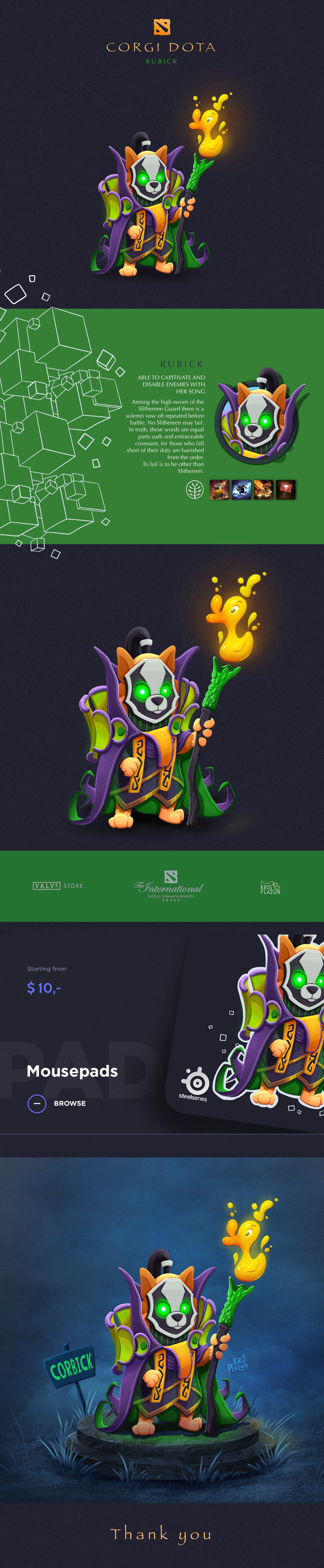 Corgi DOTA2. Rubick — Изображение №1 — Интерфейсы, Иллюстрация на Dprofile