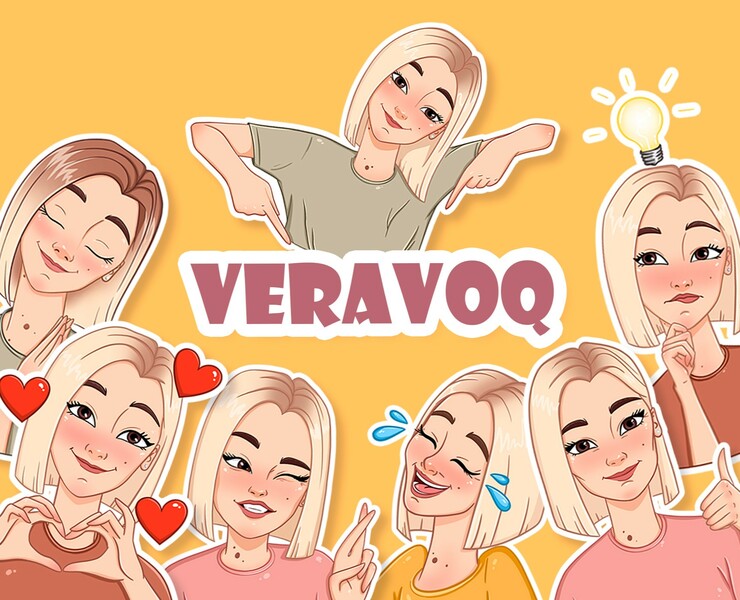 VERAVOQ. Стикер пак для соц. сетей — Иллюстрация на Dprofile