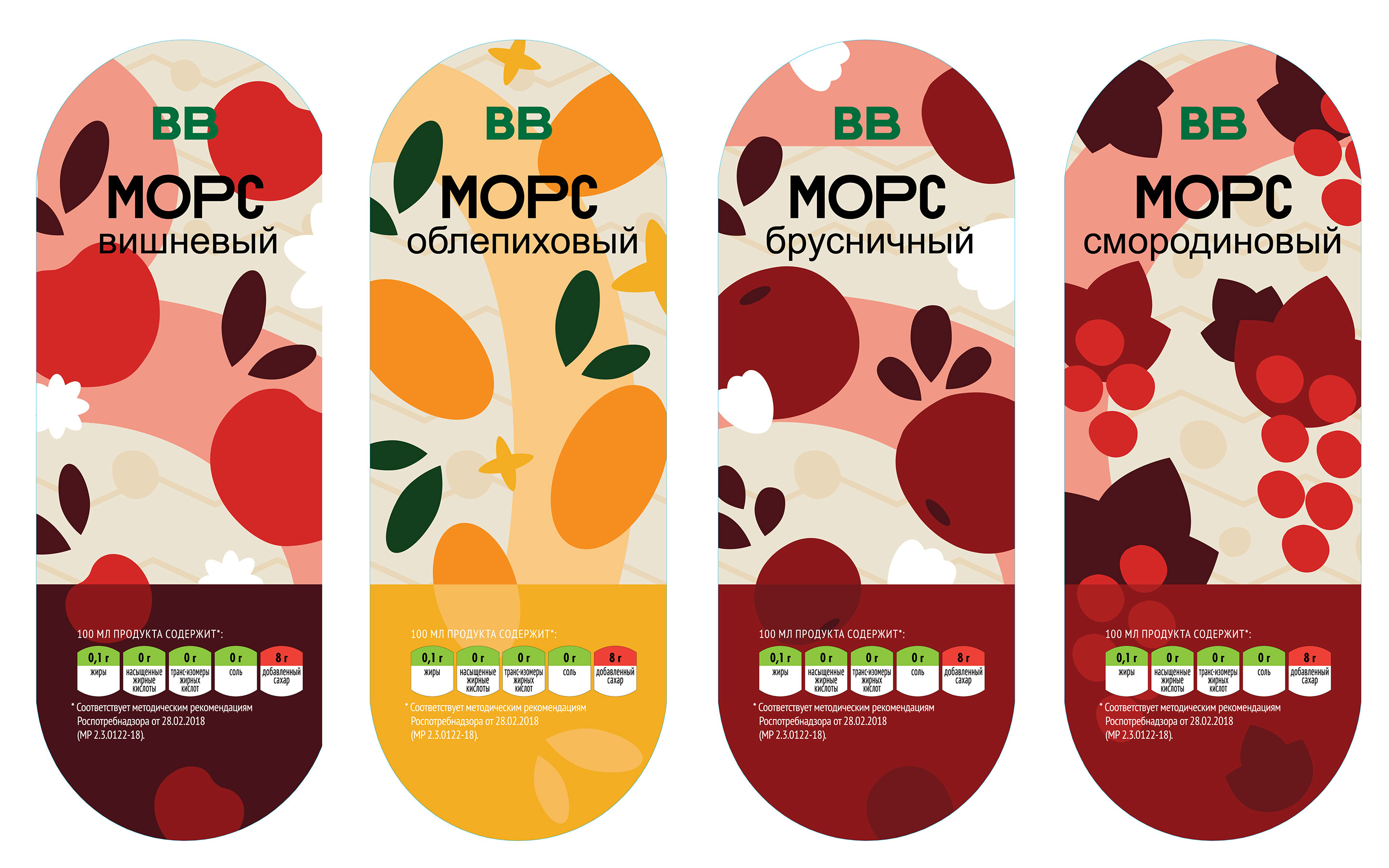 Дизайн этикеток морса для конкурса ВкусВилл — Изображение №2 — Брендинг, Иллюстрация на Dprofile