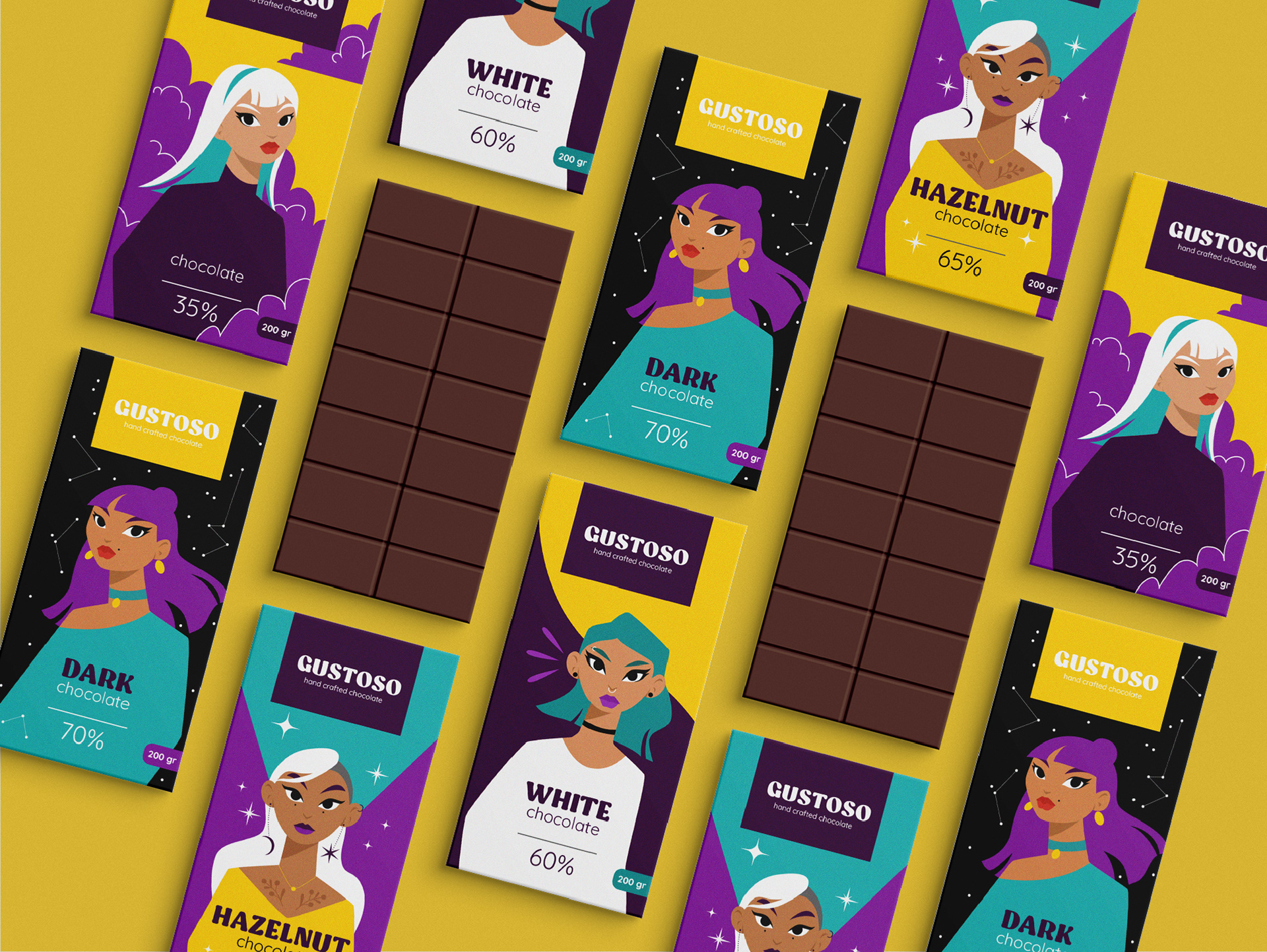 Gustoso. Chocolate Package Design. Illustrations — Изображение №1 — Брендинг, Иллюстрация на Dprofile