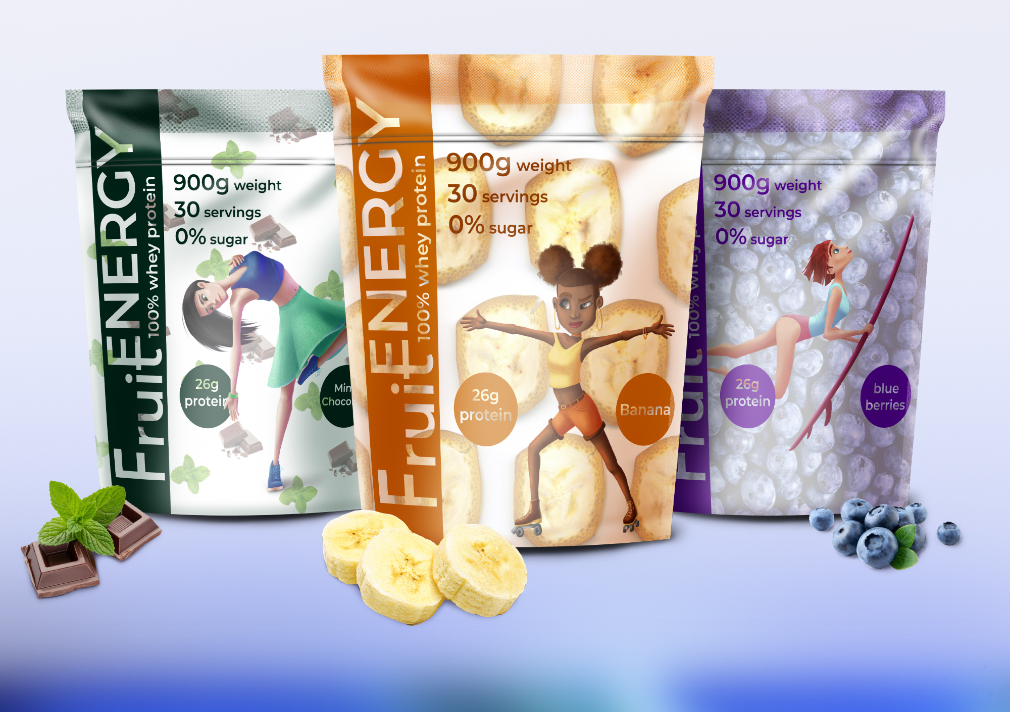 Бренд персонажи для спортивного питания FruitEnergy — Изображение №9 — Брендинг, Иллюстрация на Dprofile