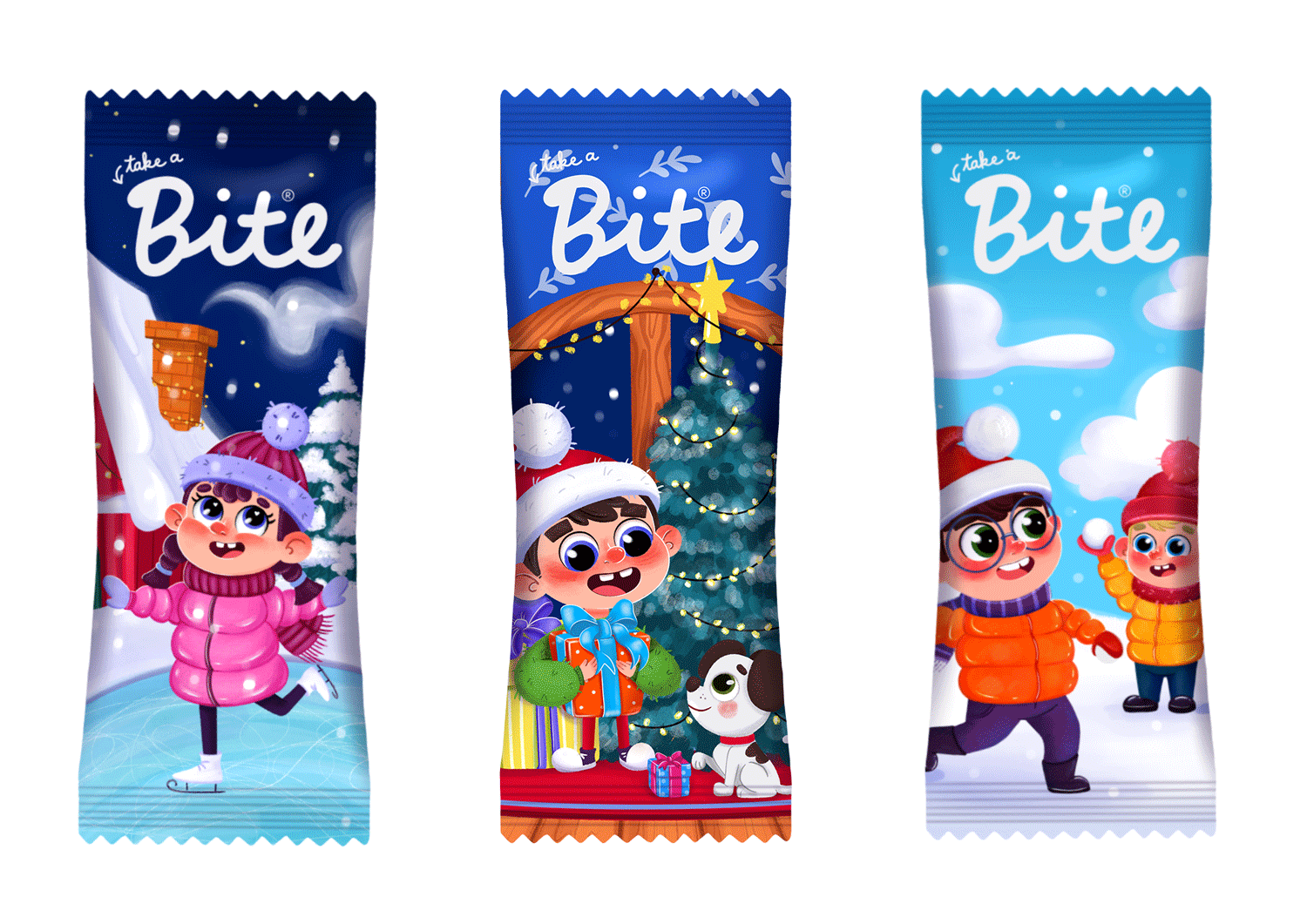 Концепт. Дизайн новогодней линейки батончиков Bite — Изображение №2 — Иллюстрация на Dprofile
