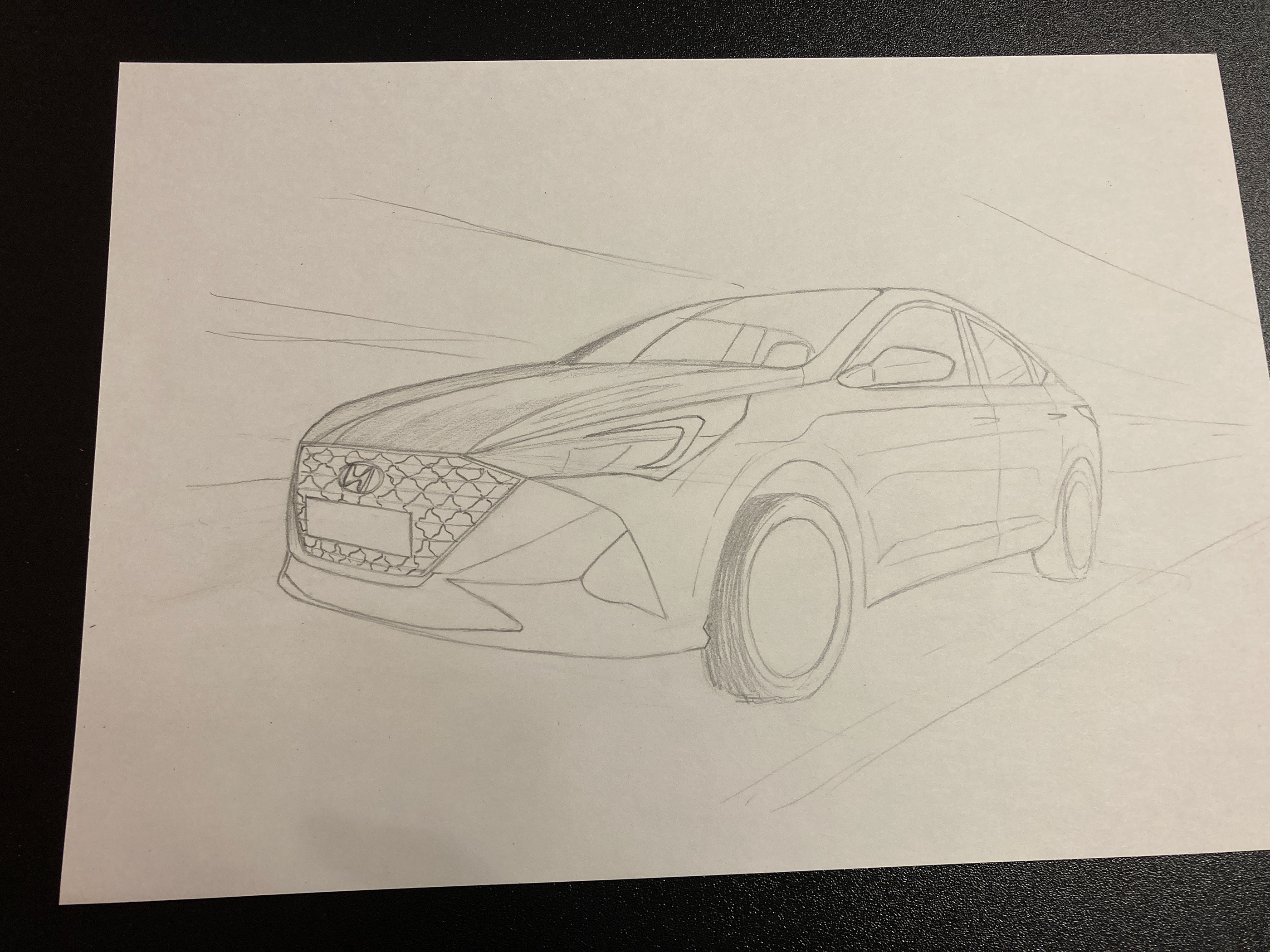 Traditional pencil drawing, car Hyundai Solaris — Изображение №2 — Графика на Dprofile