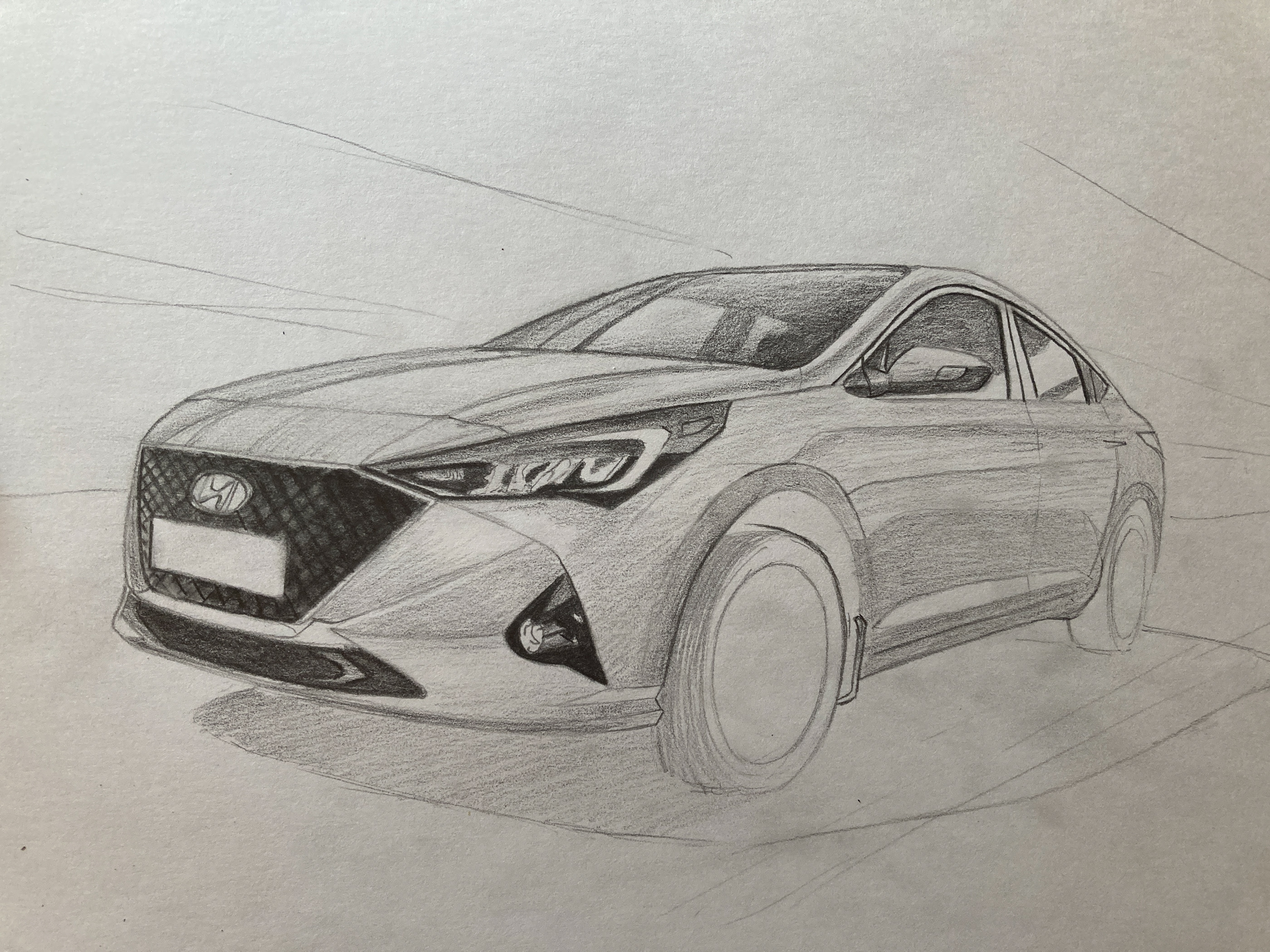 Traditional pencil drawing, car Hyundai Solaris — Изображение №3 — Графика на Dprofile