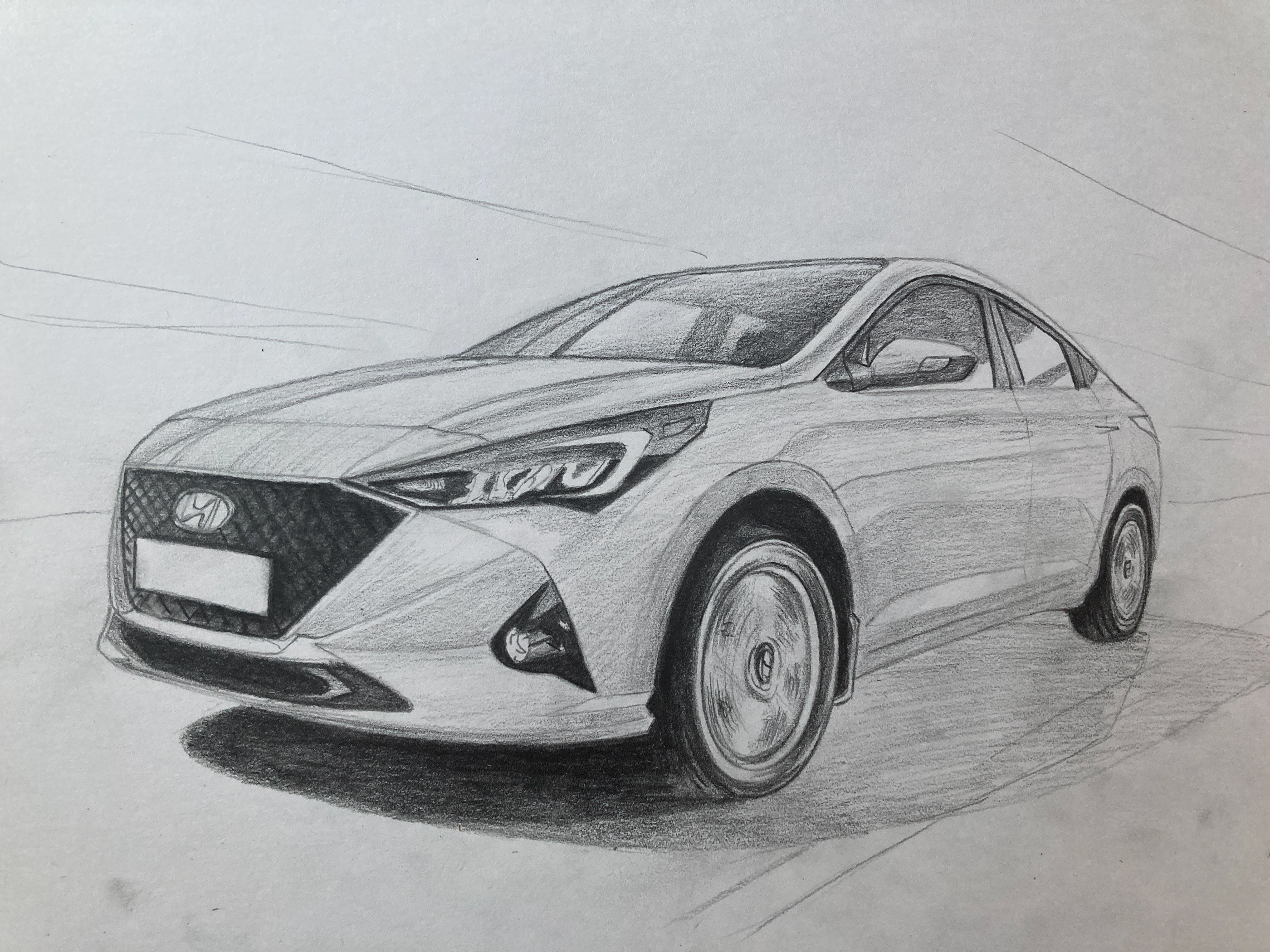 Traditional pencil drawing, car Hyundai Solaris — Изображение №4 — Графика на Dprofile