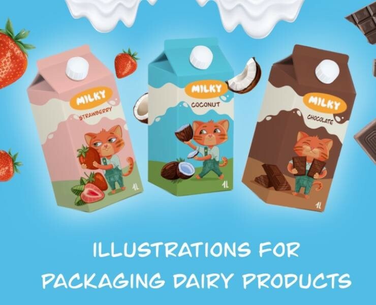 illustrations for packaging dairy products на Dprofile