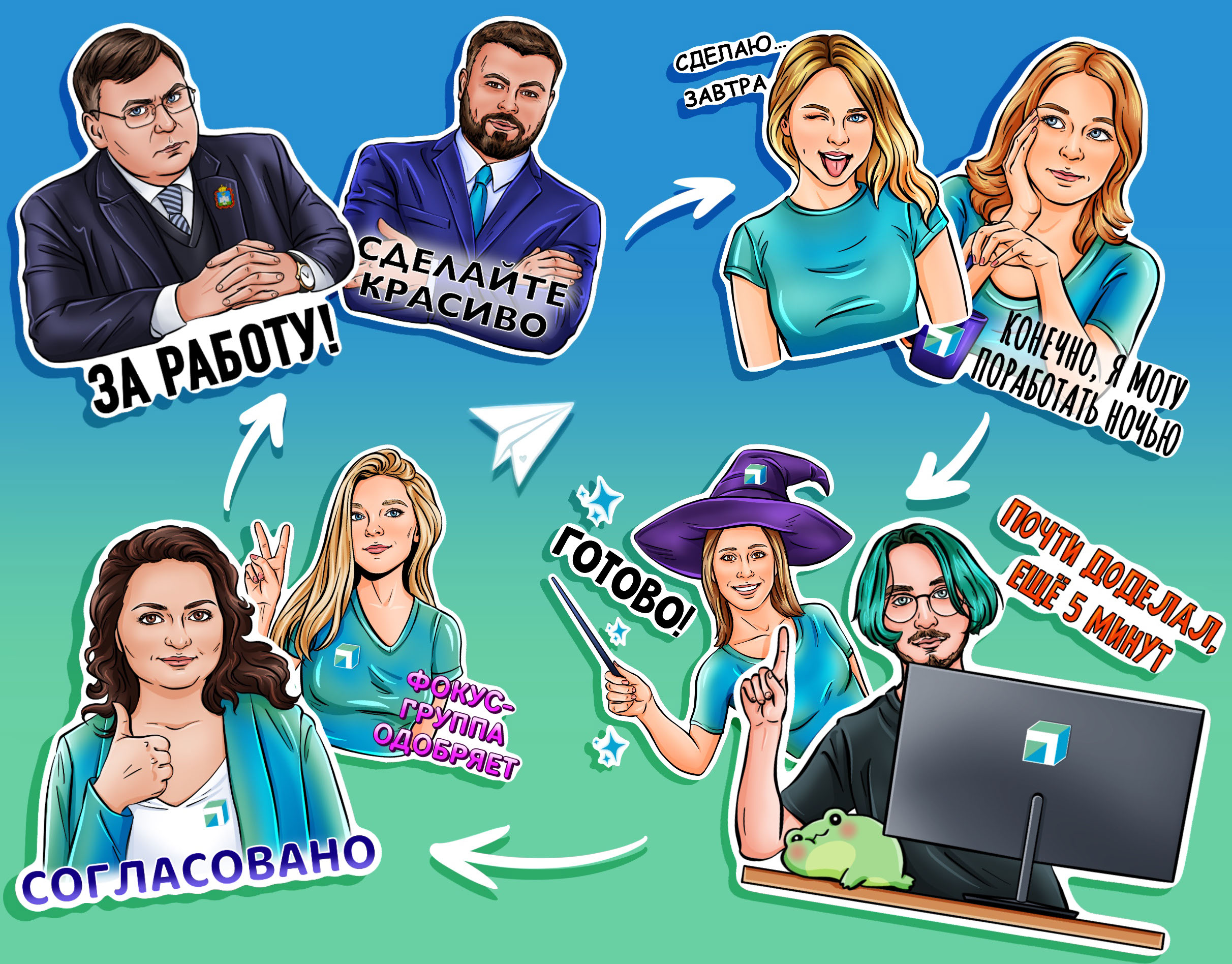 Корпоративный стикерпак для Телеграм — Изображение №8 — Иллюстрация, Графика на Dprofile