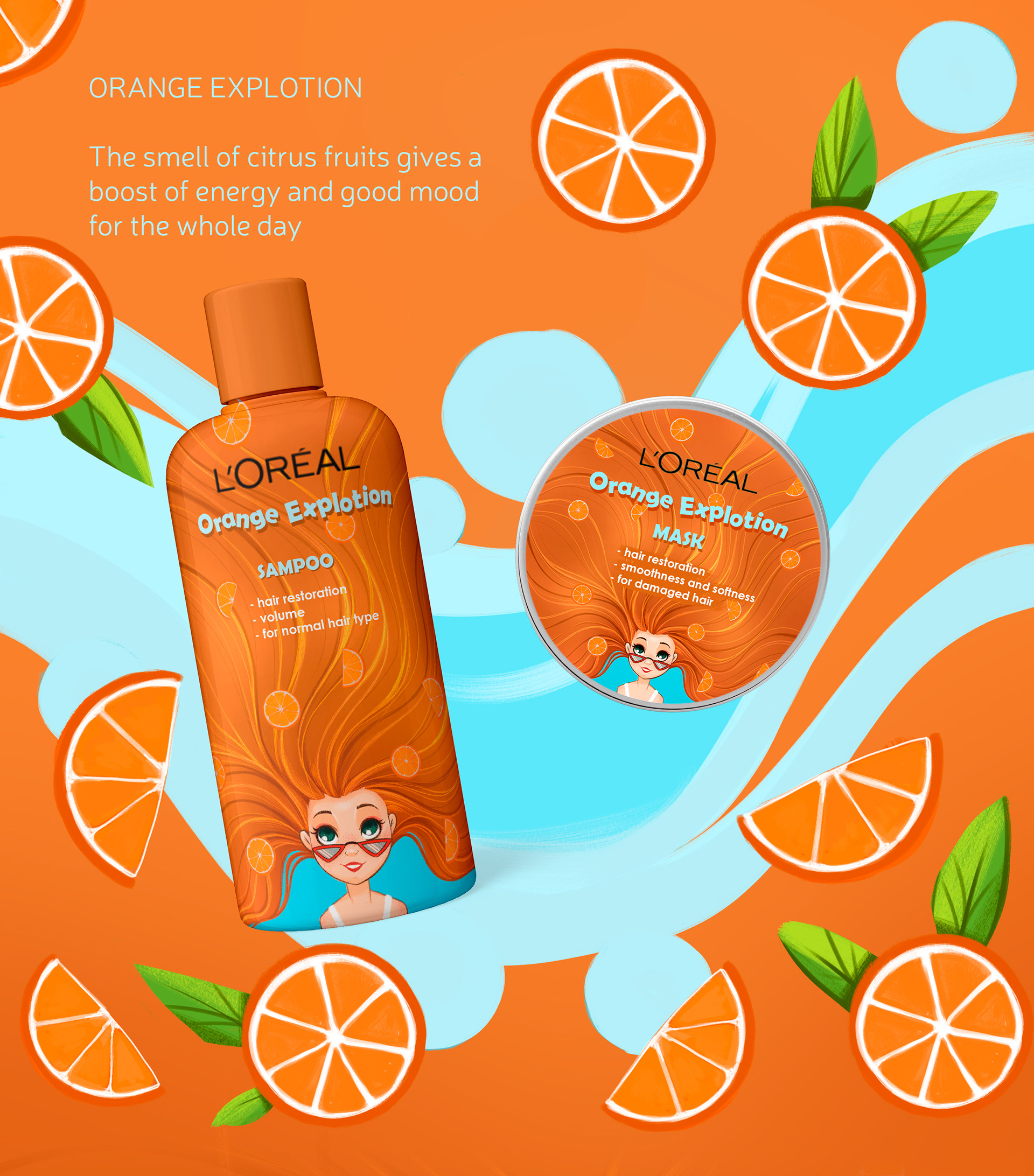Packing illustrations. Shampoo and hair mask — Изображение №2 — Брендинг, Иллюстрация на Dprofile