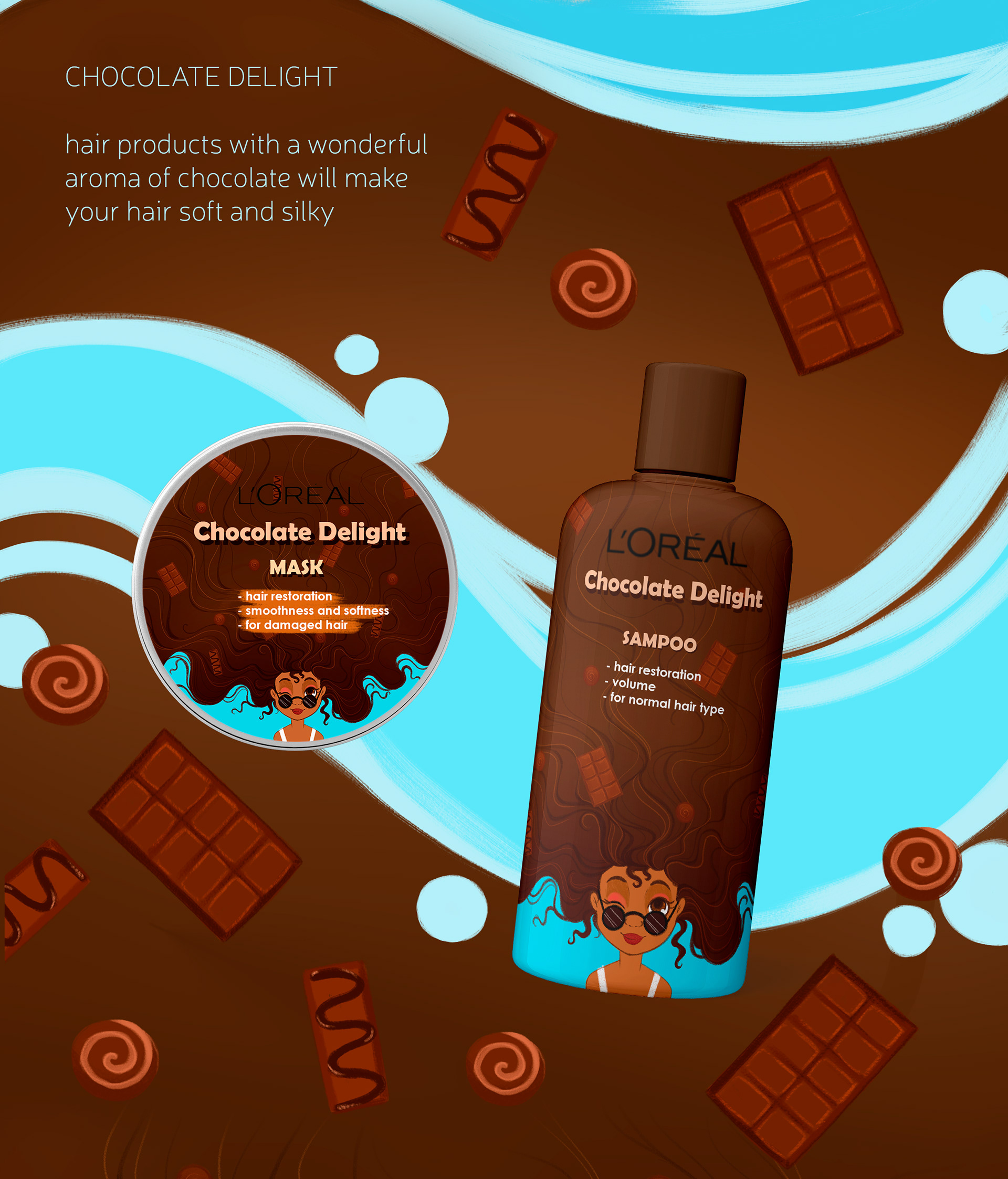 Packing illustrations. Shampoo and hair mask — Изображение №4 — Брендинг, Иллюстрация на Dprofile