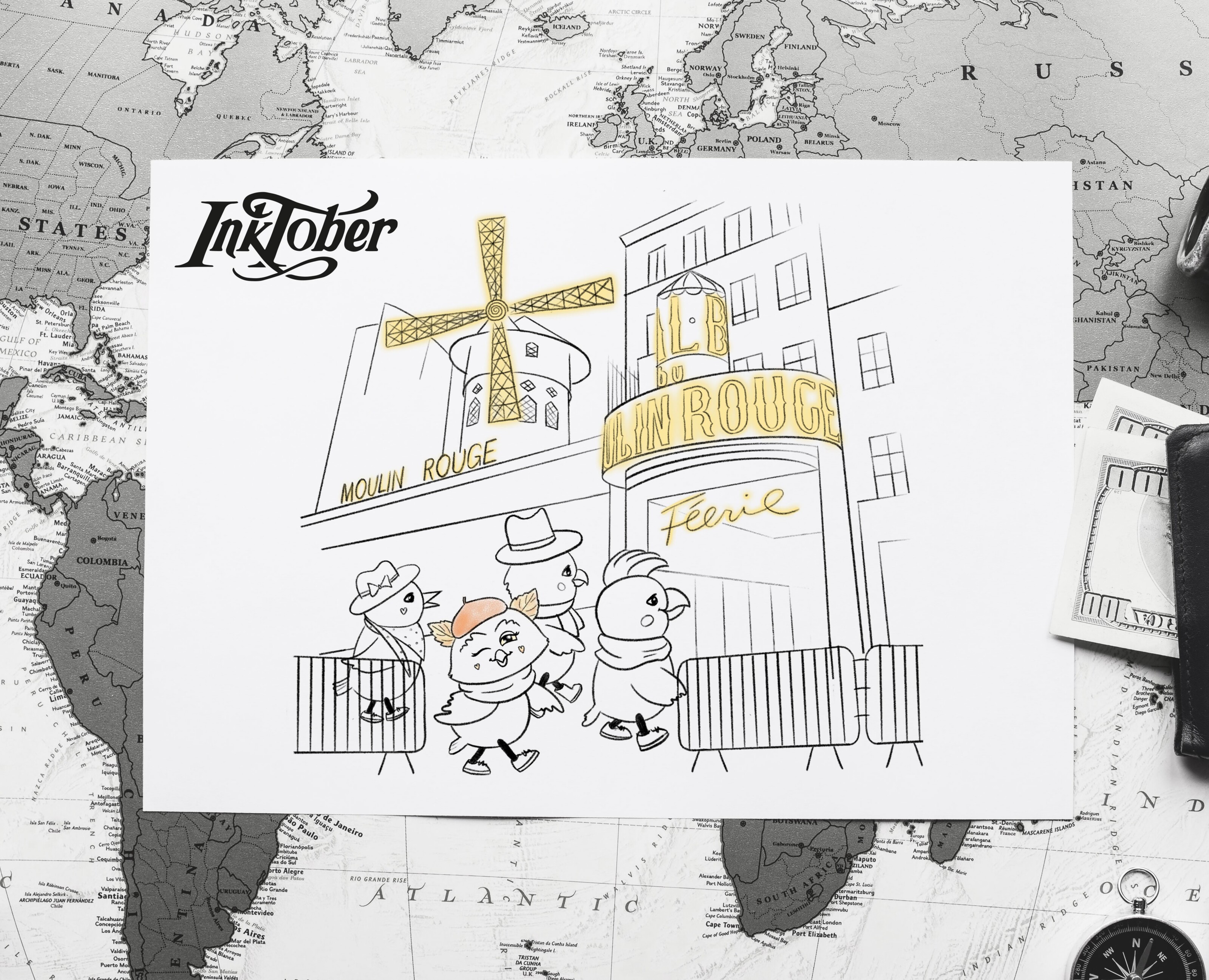 Inktober 2023 |Каникулы в Париже — Иллюстрация на Dprofile