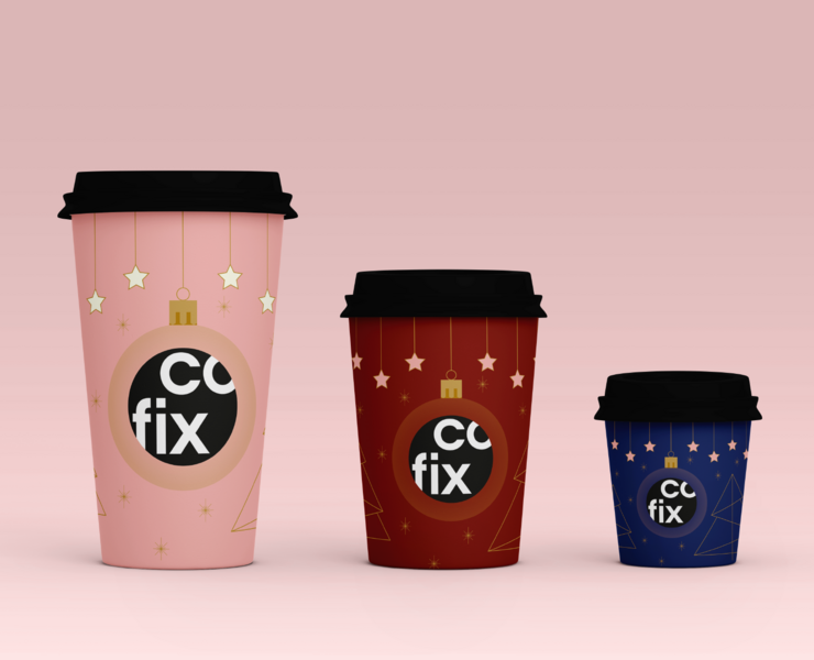 COFIX. Сoncept of New Year's coffee cup design — Брендинг, Иллюстрация на Dprofile