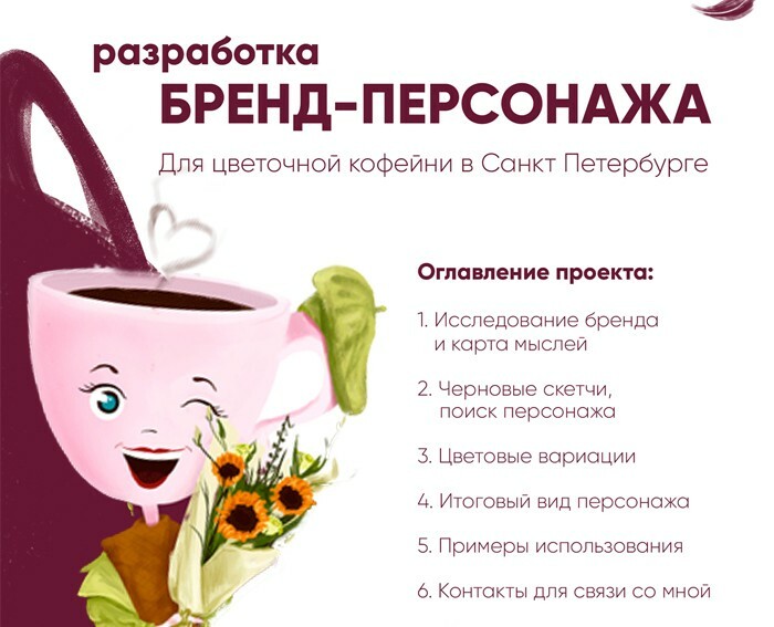 Бренд-персонаж для Цветочной Кофейни на Dprofile