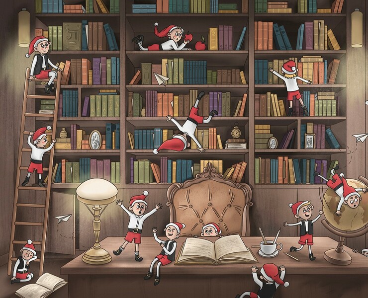 Wimmelbuch Illustration «Trouble in the library» — Иллюстрация на Dprofile