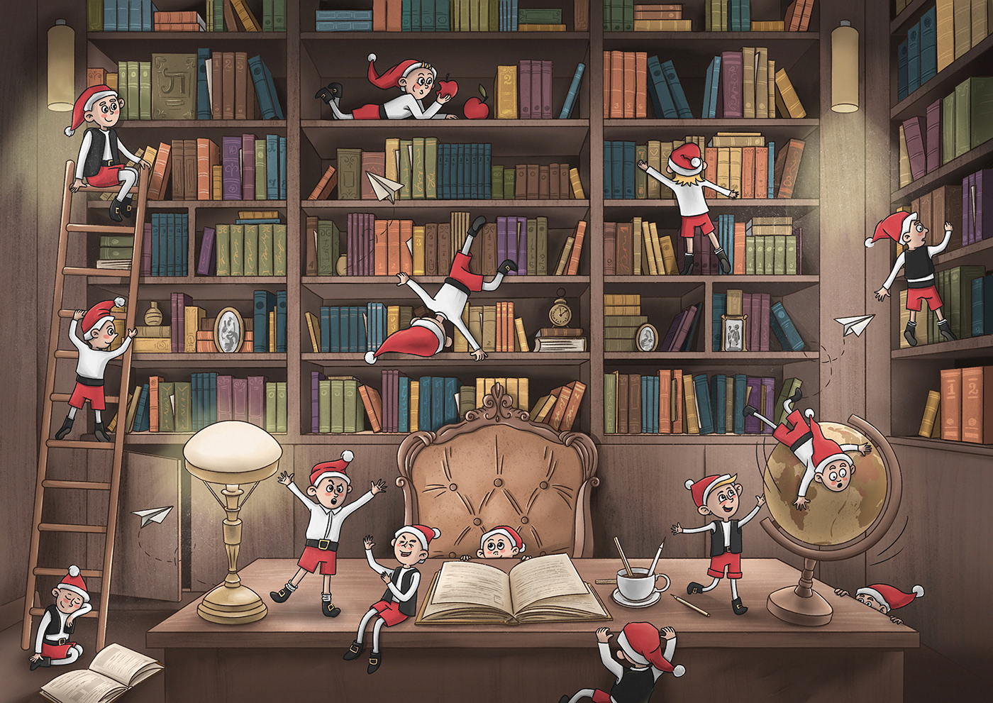 Wimmelbuch Illustration «Trouble in the library» — Изображение №2 — Иллюстрация на Dprofile