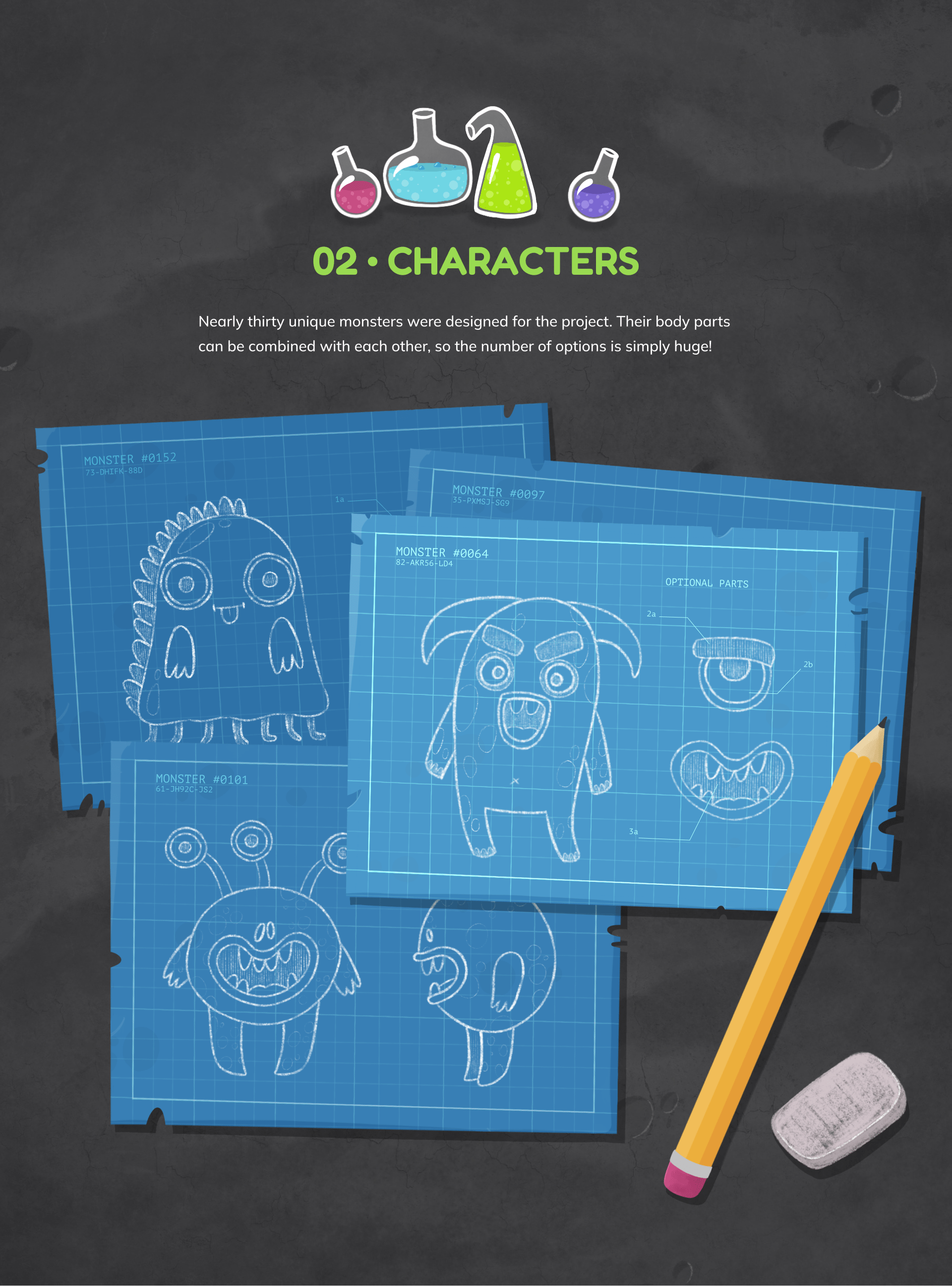 Monsters' Lab Concept Game UX/UI Design — Изображение №3 — Иллюстрация, Анимация на Dprofile
