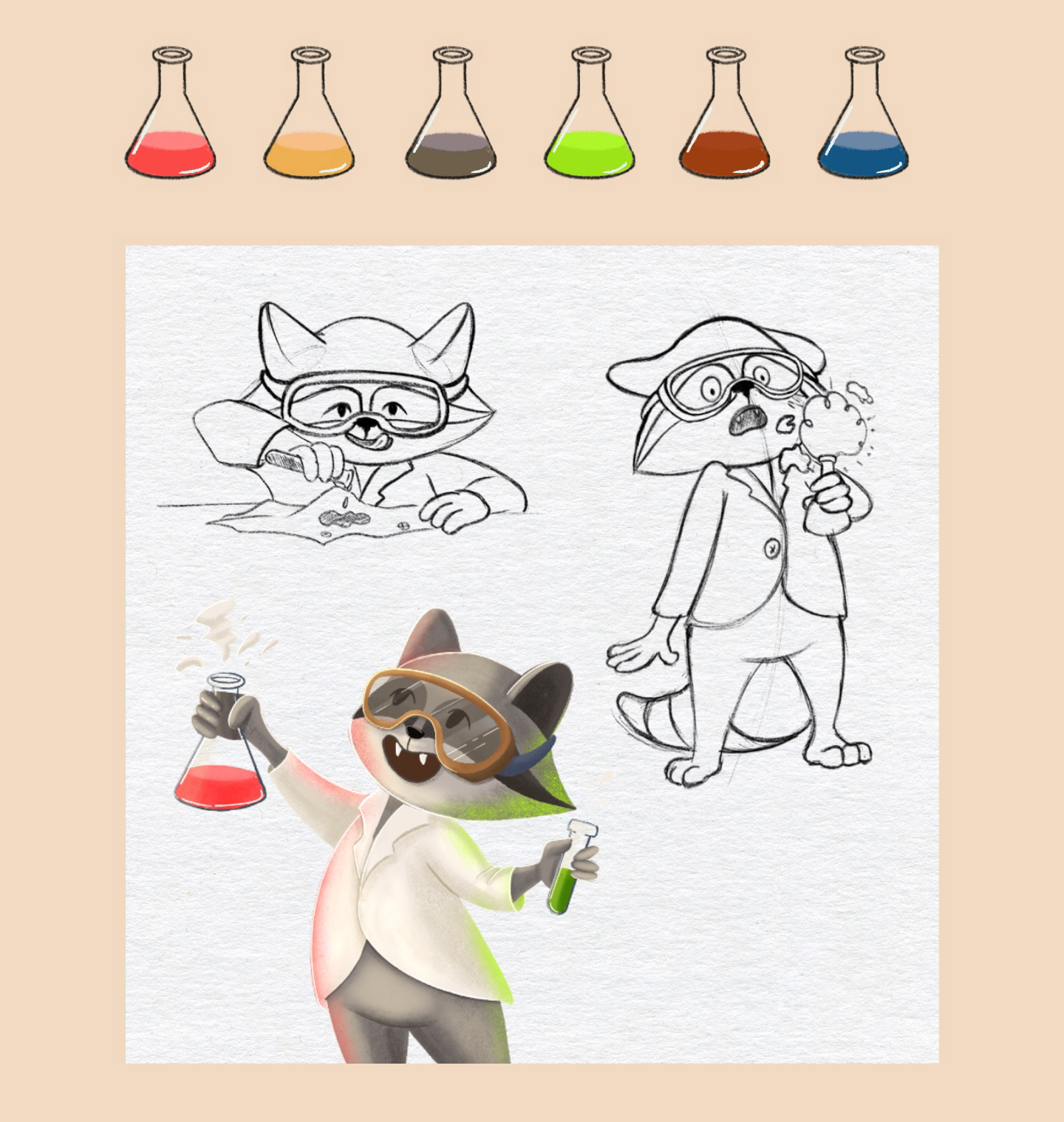 Raccoon Chemist — Изображение №4 — Иллюстрация на Dprofile